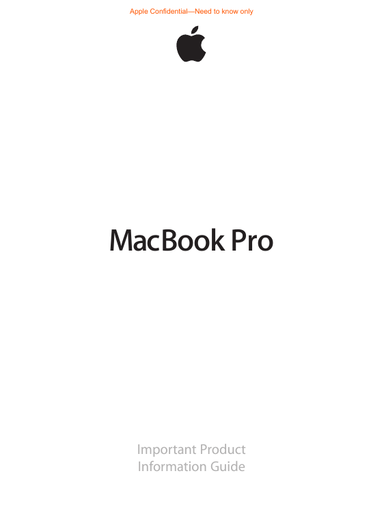 Important Product Information GuideMacBook ProApple Confidential—Need to know only