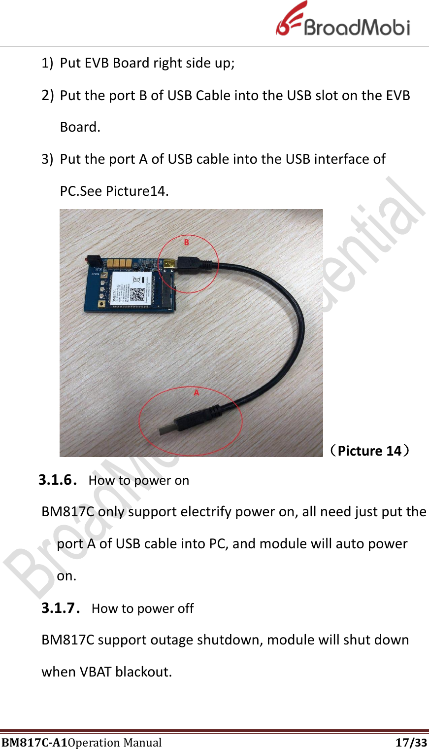 Page 17 of Broadmobi Communication Technology BM817C LTE Wireless Module User Manual BM817C  V1 1