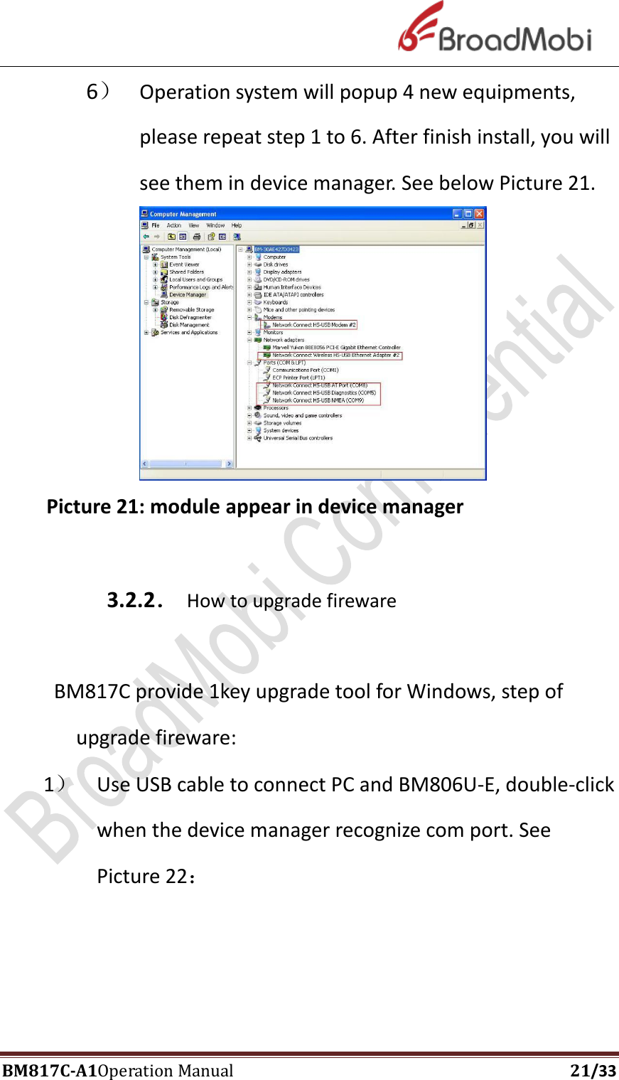 Page 21 of Broadmobi Communication Technology BM817C LTE Wireless Module User Manual BM817C  V1 1