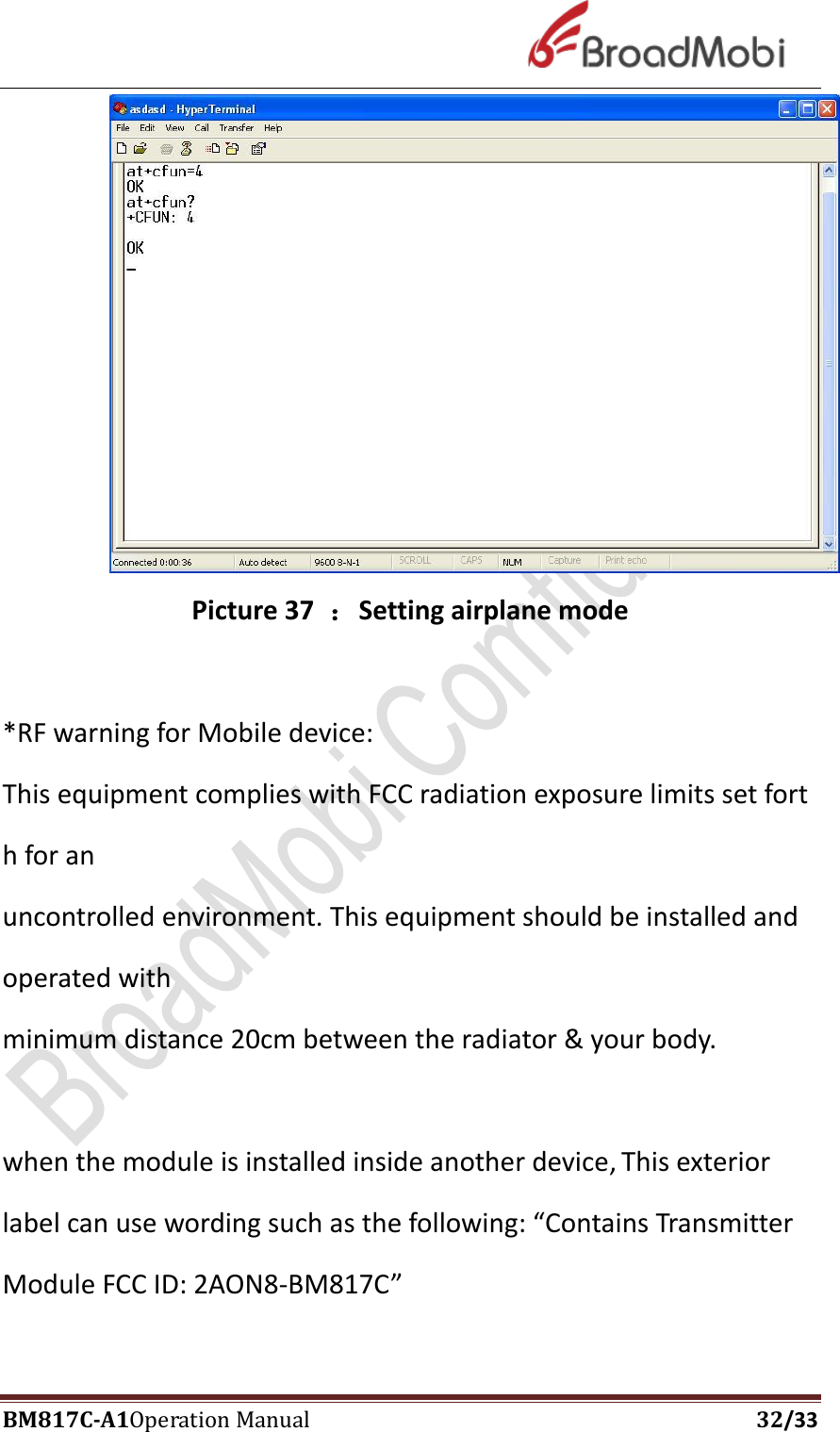 Page 32 of Broadmobi Communication Technology BM817C LTE Wireless Module User Manual BM817C  V1 1