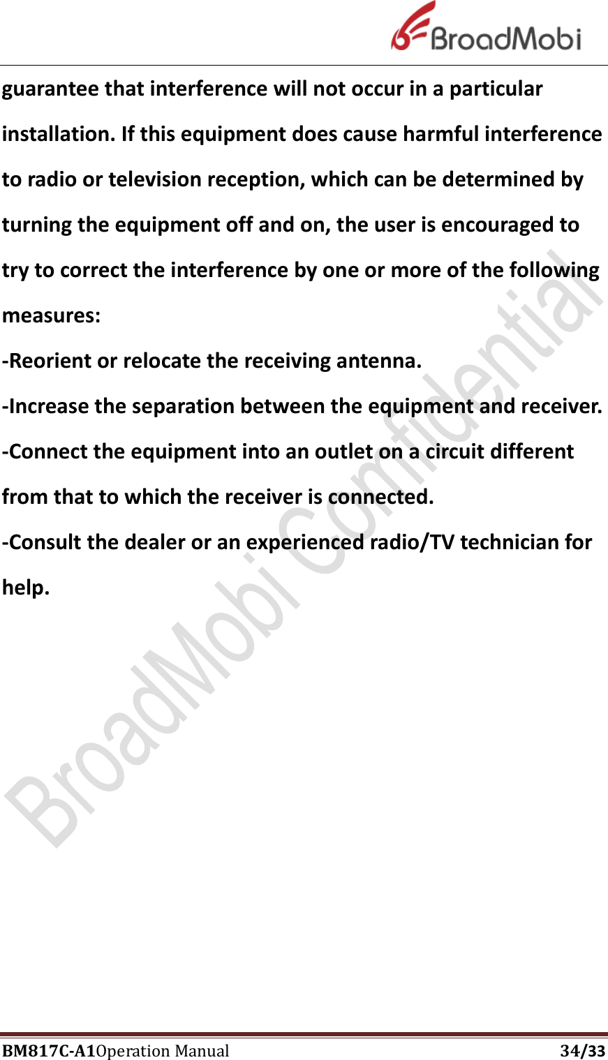 Page 34 of Broadmobi Communication Technology BM817C LTE Wireless Module User Manual BM817C  V1 1