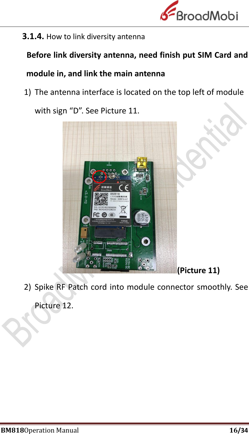 Page 16 of Broadmobi Communication Technology BM818 LTE Wireless Module User Manual BM818 Coperation manual V1 4