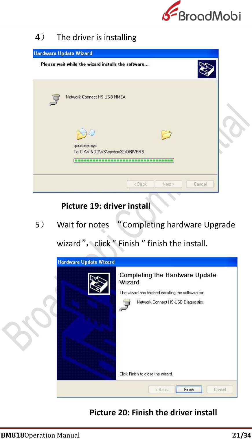 Page 21 of Broadmobi Communication Technology BM818 LTE Wireless Module User Manual BM818 Coperation manual V1 4
