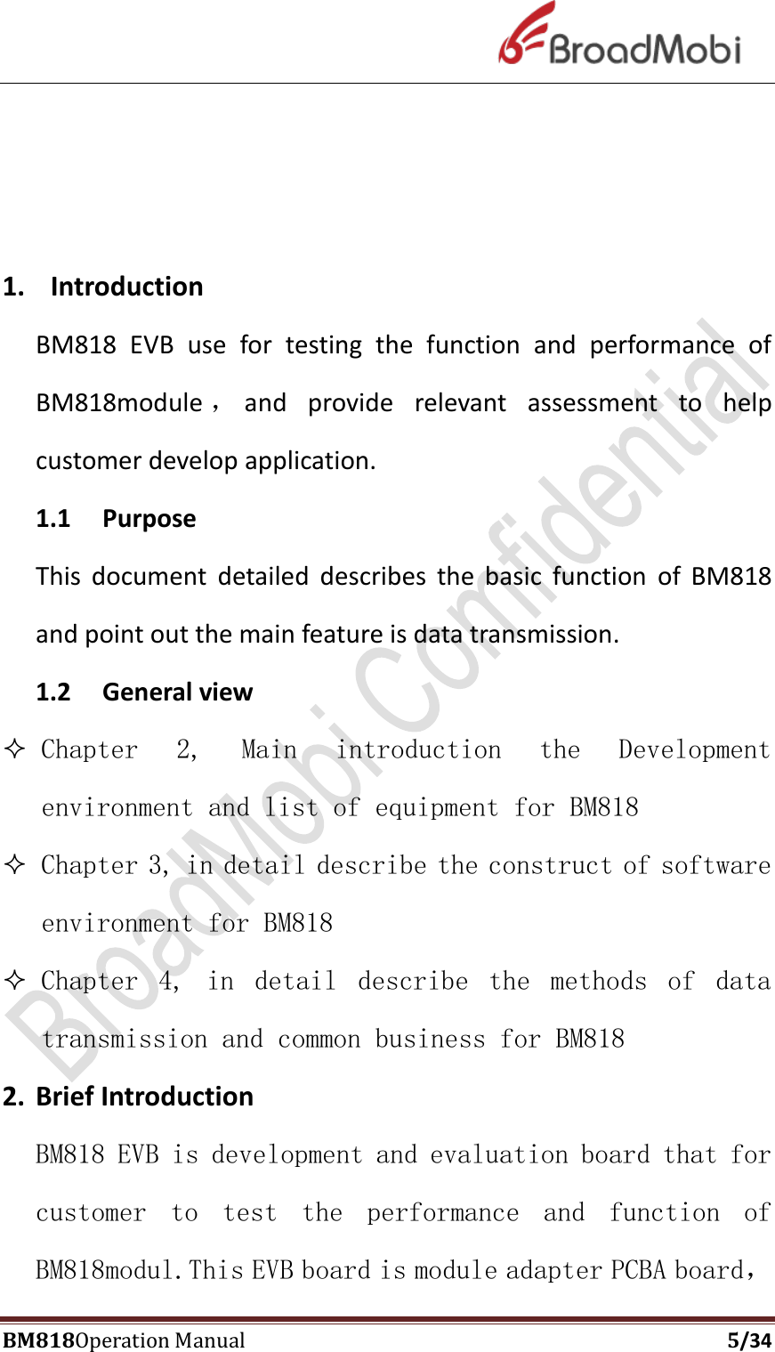 Page 5 of Broadmobi Communication Technology BM818 LTE Wireless Module User Manual BM818 Coperation manual V1 4