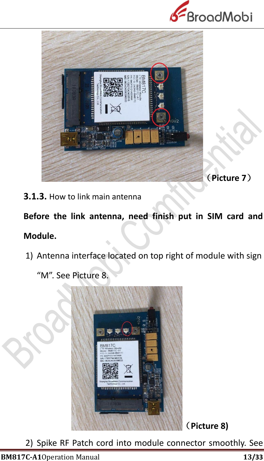 Page 13 of Broadmobi communication Technology LTd BM817C LTE Wireless Module User Manual BM817C  V1 1