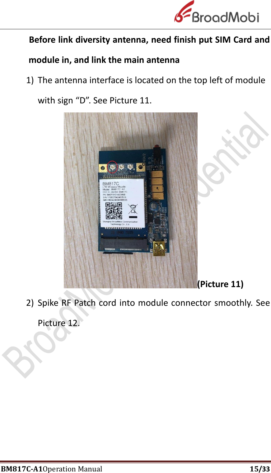 Page 15 of Broadmobi communication Technology LTd BM817C LTE Wireless Module User Manual BM817C  V1 1