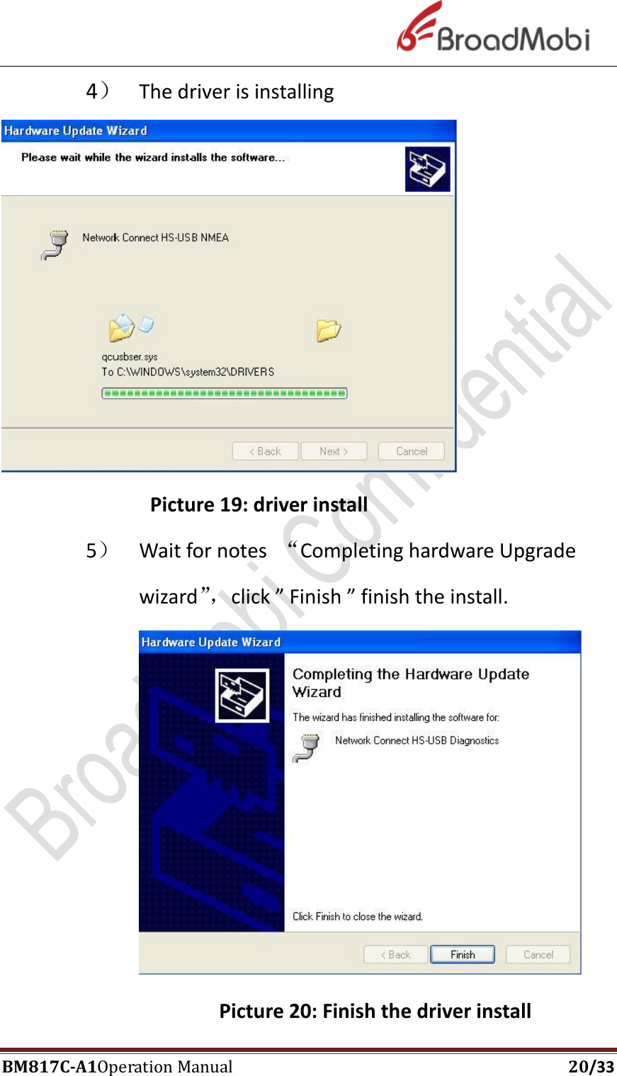 Page 20 of Broadmobi communication Technology LTd BM817C LTE Wireless Module User Manual BM817C  V1 1