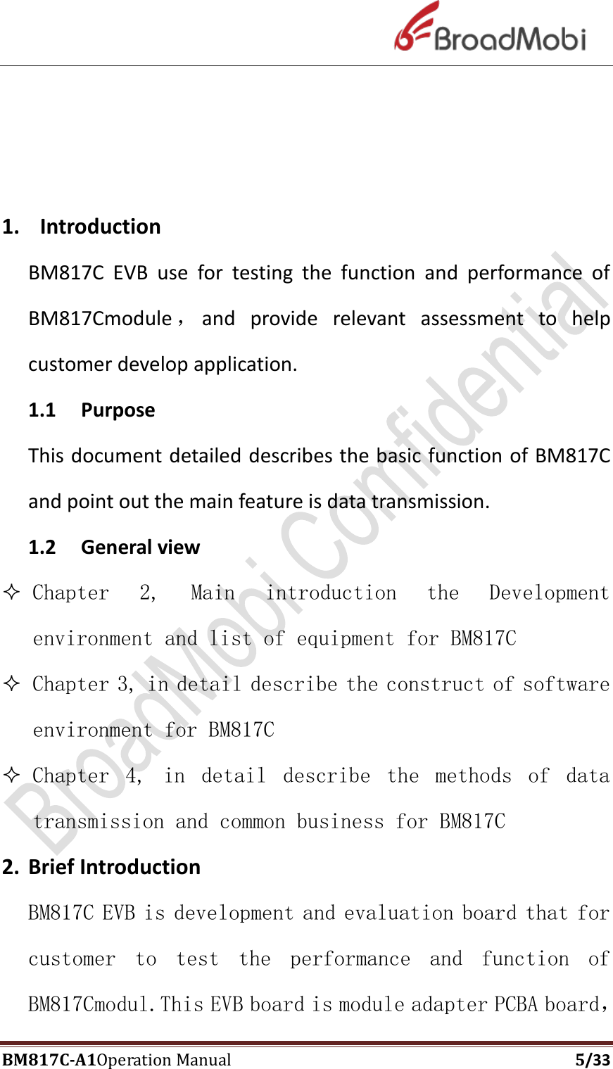Page 5 of Broadmobi communication Technology LTd BM817C LTE Wireless Module User Manual BM817C  V1 1