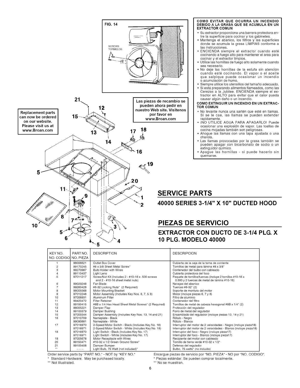 Broan 402101 User Manual Rangehood
