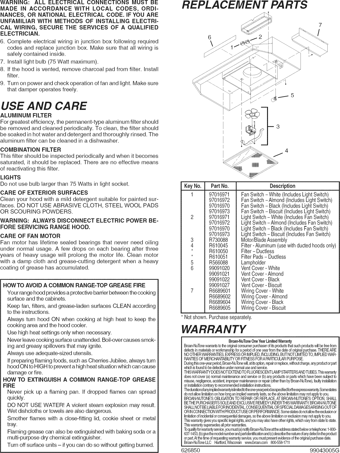 Page 4 of 8 - Broan 433004 User Manual  RANGE HOOD - Manuals And Guides L1004013