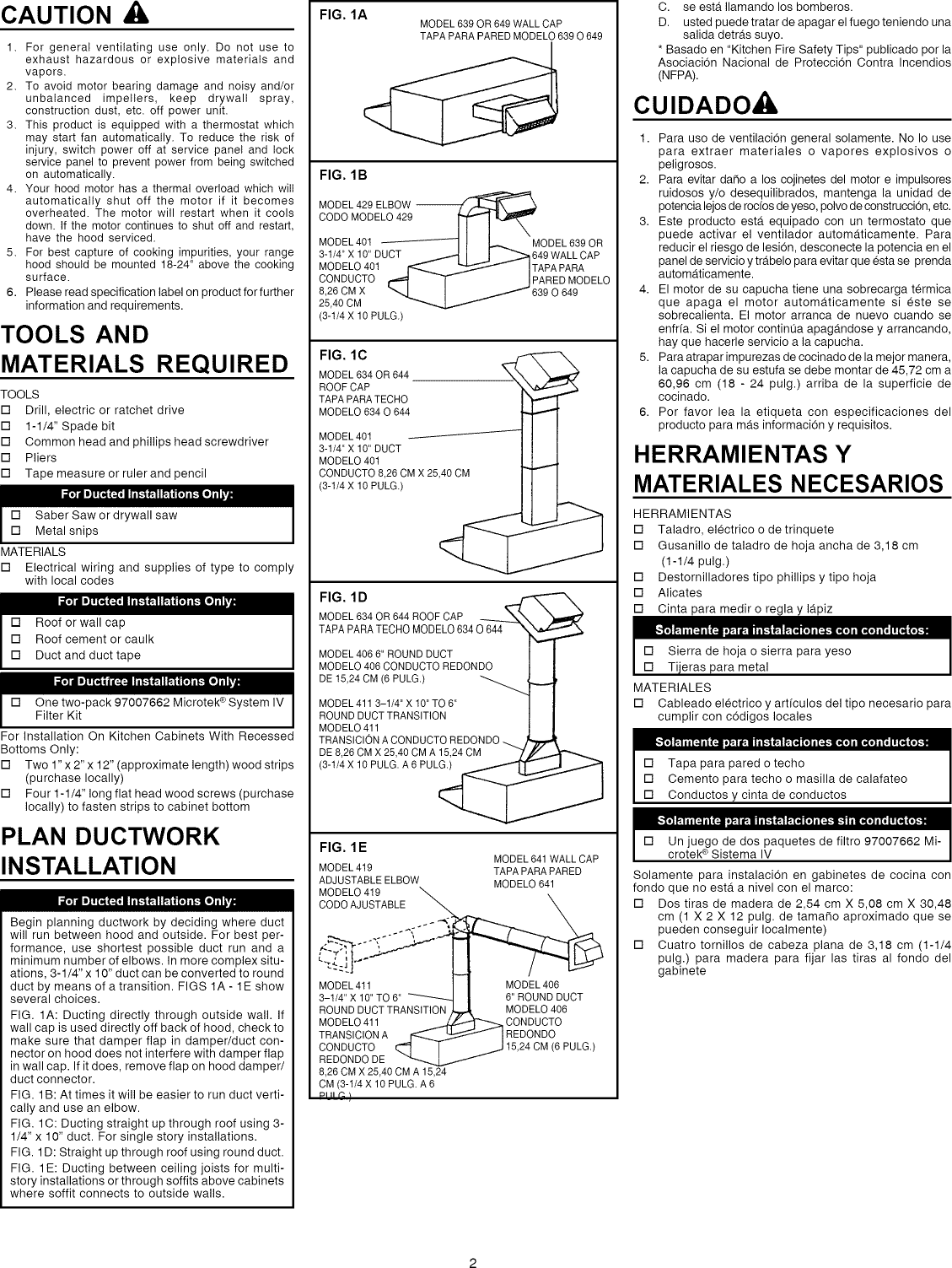 Page 2 of 8 - Broan 883001 User Manual  RANGE HOOD - Manuals And Guides L1004006