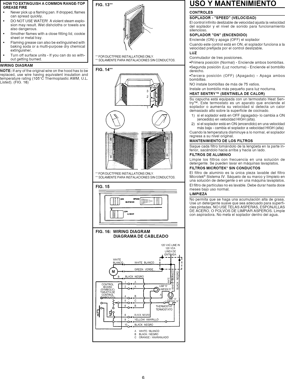 Page 6 of 8 - Broan 883001 User Manual  RANGE HOOD - Manuals And Guides L1004006