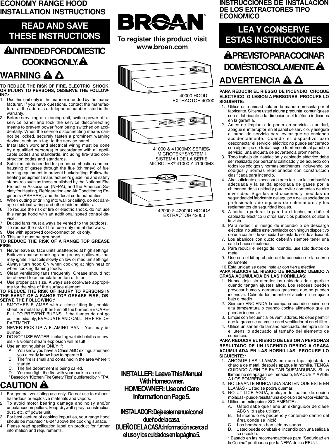 Page 1 of 8 - Broan Broan-30-Ductless-Range-Hood-413023-Users-Manual- 413023 Installation Instructions  Broan-30-ductless-range-hood-413023-users-manual