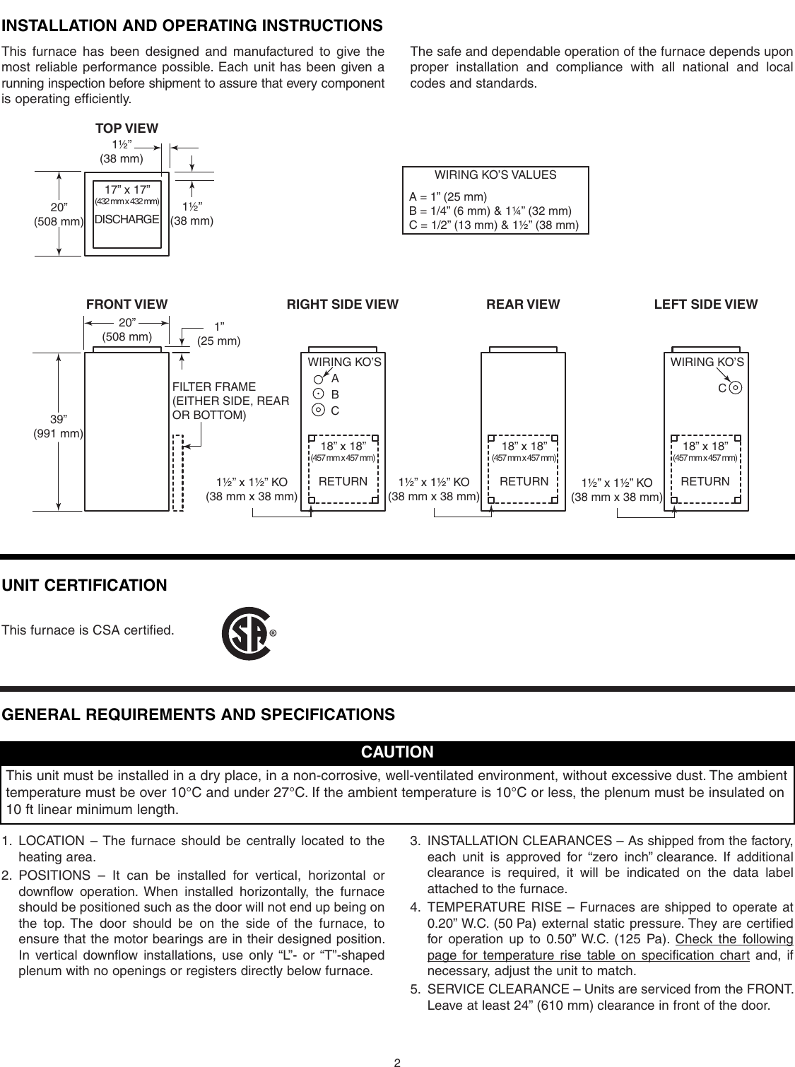 Page 2 of 10 - Broan Broan-Furnace-30042432A-Users-Manual- D Series Nortron Electric Furnaces Installation Manual (30042432A)  Broan-furnace-30042432a-users-manual
