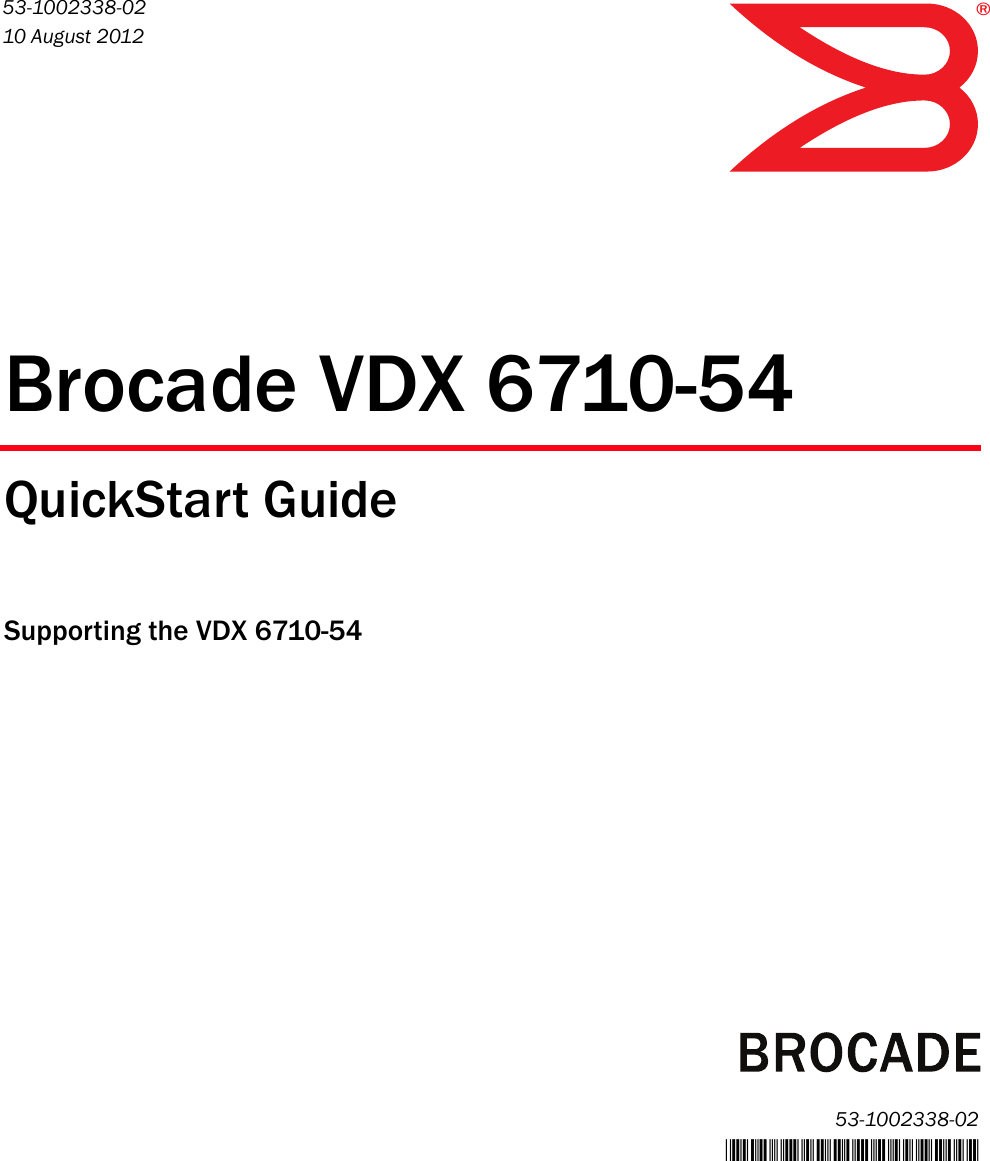 Brocade Communications Systems Vdx 6710 54 Users Manual Quickstart Guide August 12