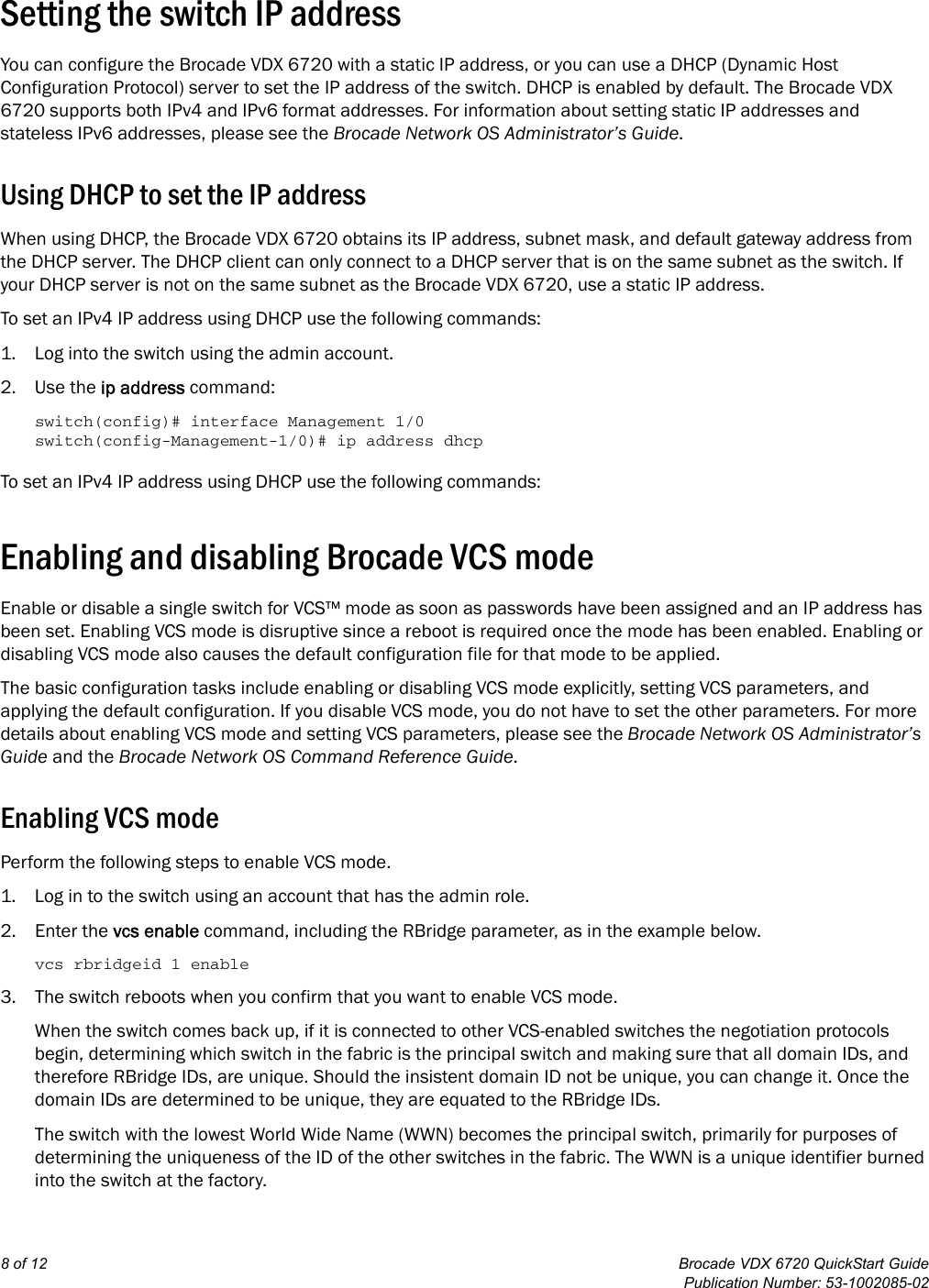 Page 8 of 12 - Brocade-Communications-Systems Brocade-Communications-Systems-Brocade-Vdx-6720-Users-Manual- Brocade VDX 6720 QuickStart Guide, December 2011  Brocade-communications-systems-brocade-vdx-6720-users-manual