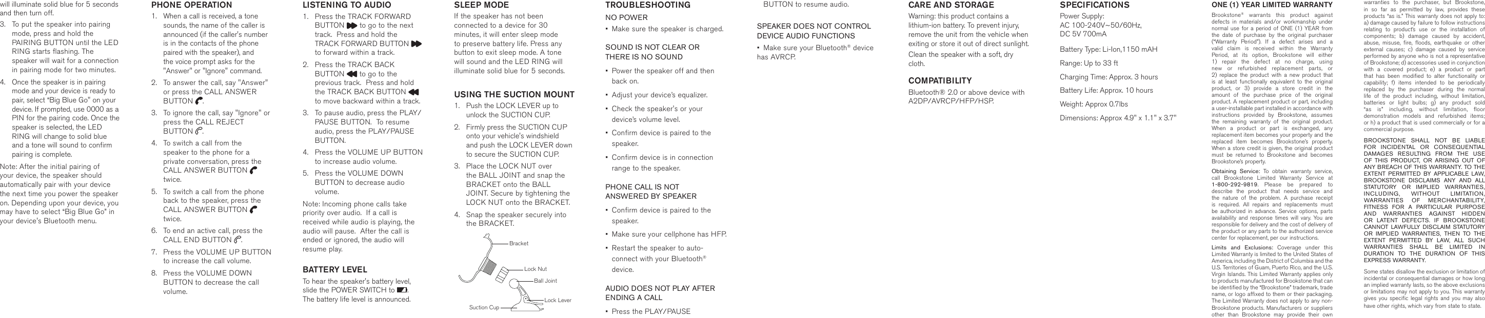 Page 2 of 2 - Brookstone Brookstone-Big-Blue-Go-Users-Manual- Brookstone-big-blue-go-users-manual