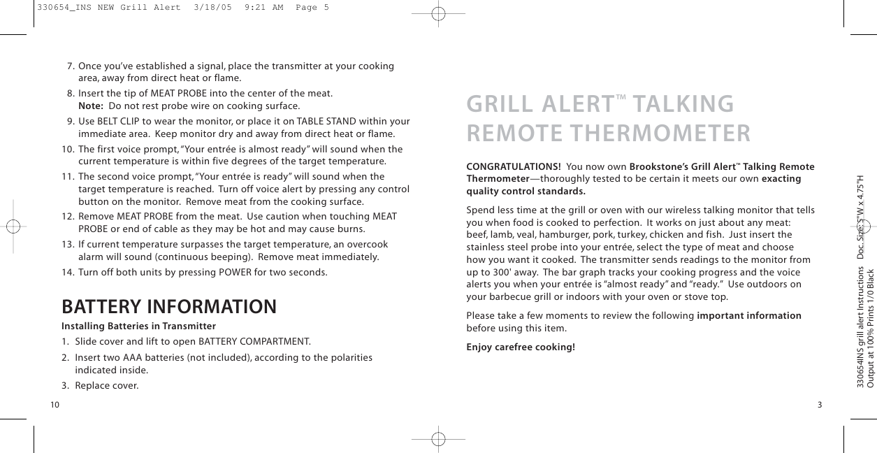 Brookstone Grill Alert Users Manual ManualsLib Makes It Easy To