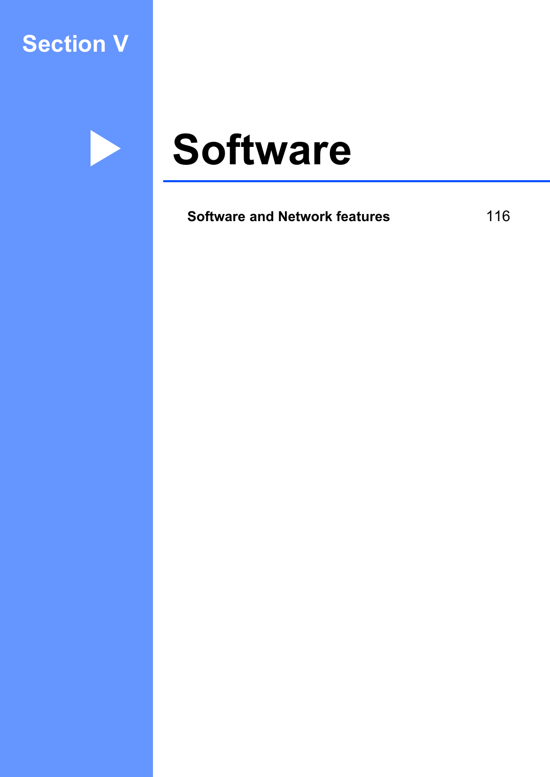 Section VSoftware VSoftware and Network features 116