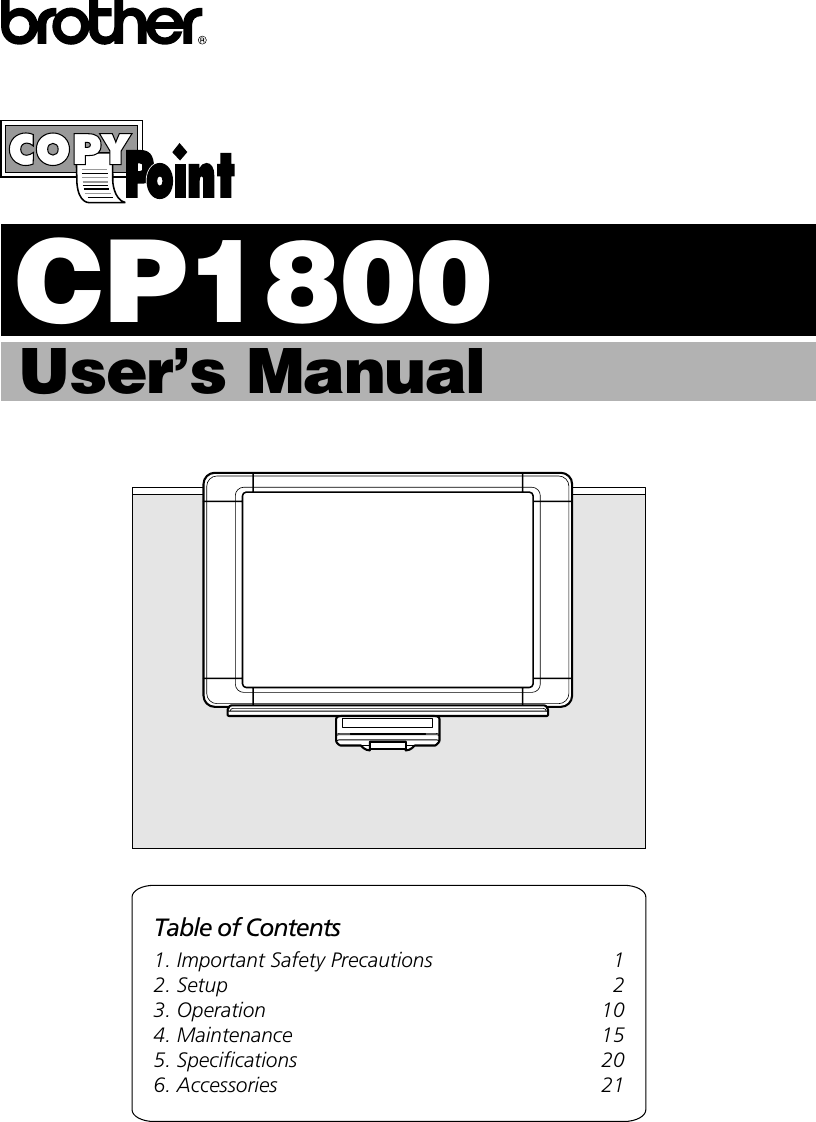 Brother Cp 1800 Owner S Manual