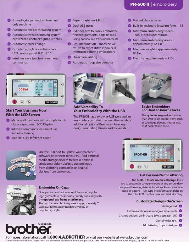 Brother Embroidery Pr600 Ii Users Manual