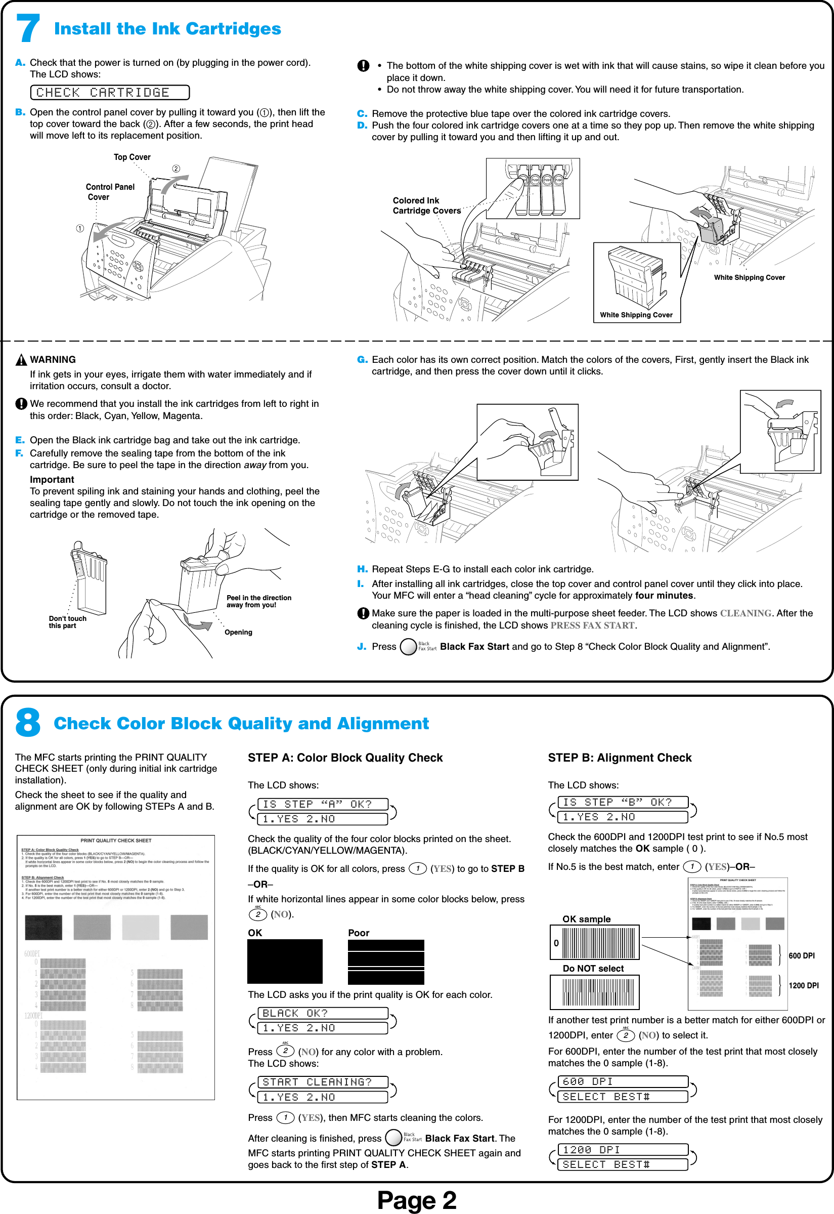Page 2 of 6 - Brother Brother-Mfc-3100C-Quick-Start-Guide