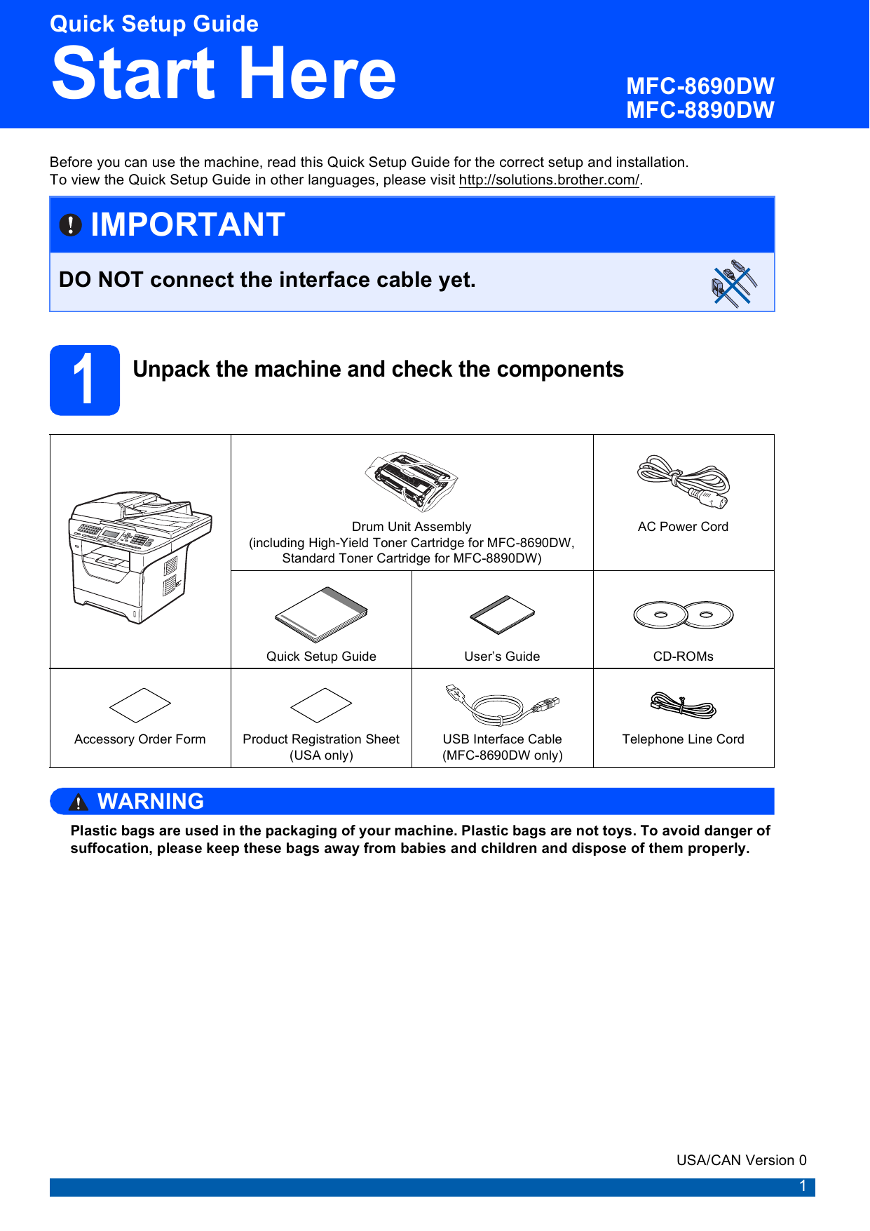 Brother Mfc 8890Dw Quick Start Guide