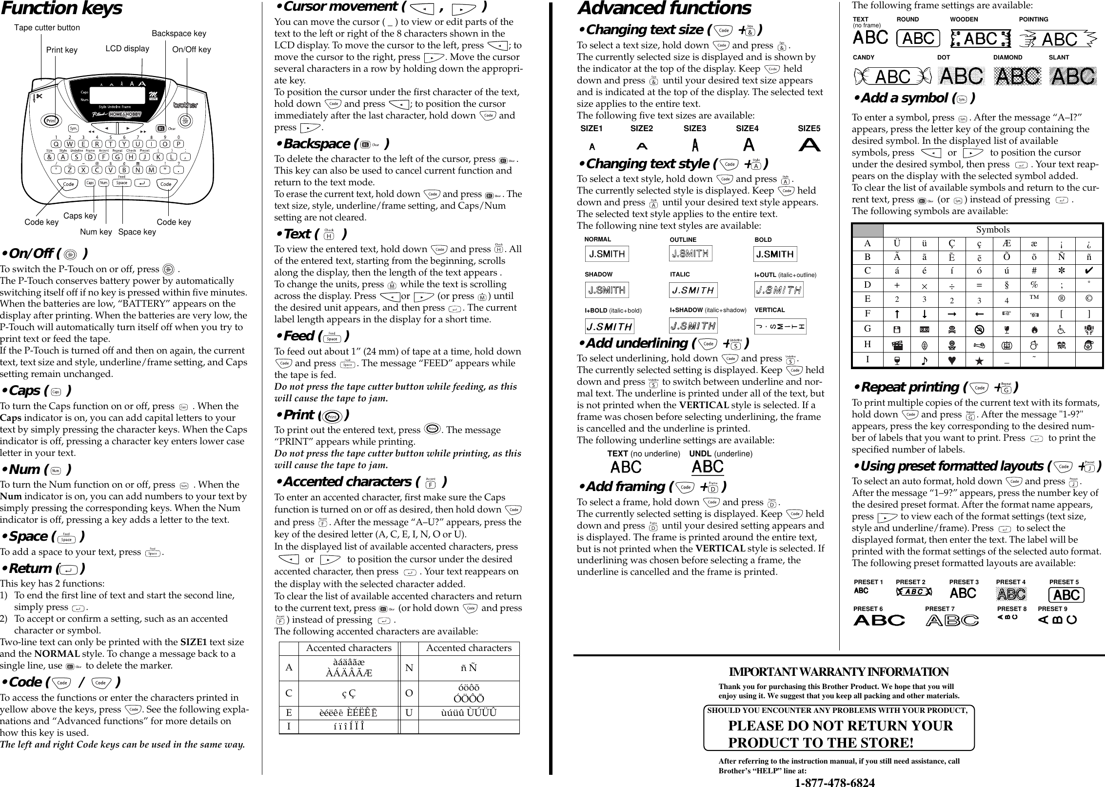 Page 4 of 4 - Brother Brother-P-Touch-Pt-65-Users-Manual-  Brother-p-touch-pt-65-users-manual