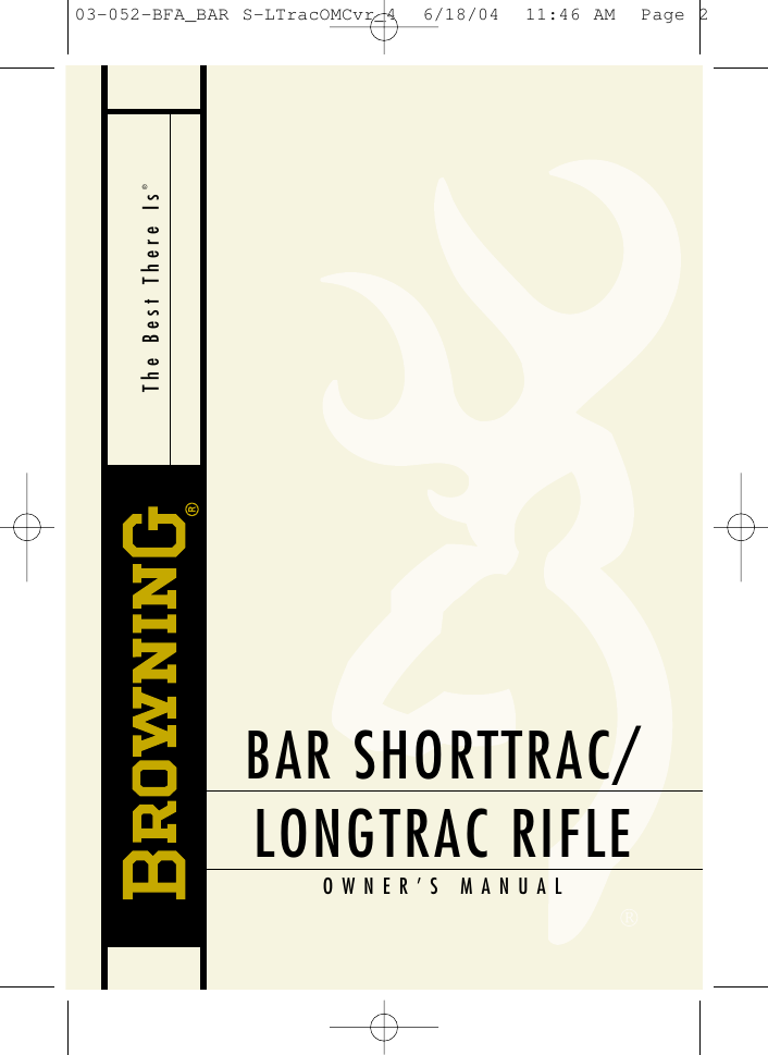 Browning Bar Shorttrac Longtrac Owners Manual
