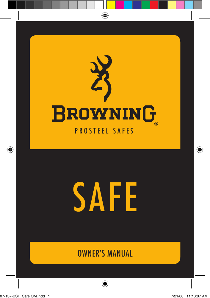 Browning Prosteel Safes Owners Manual