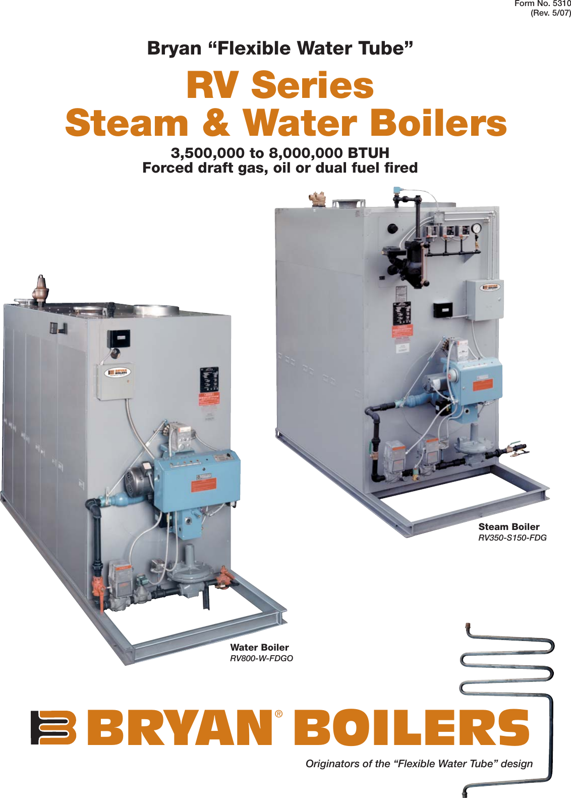 Bryan Boilers Rv Series Users Manual Bys8739 Series; Form 5310