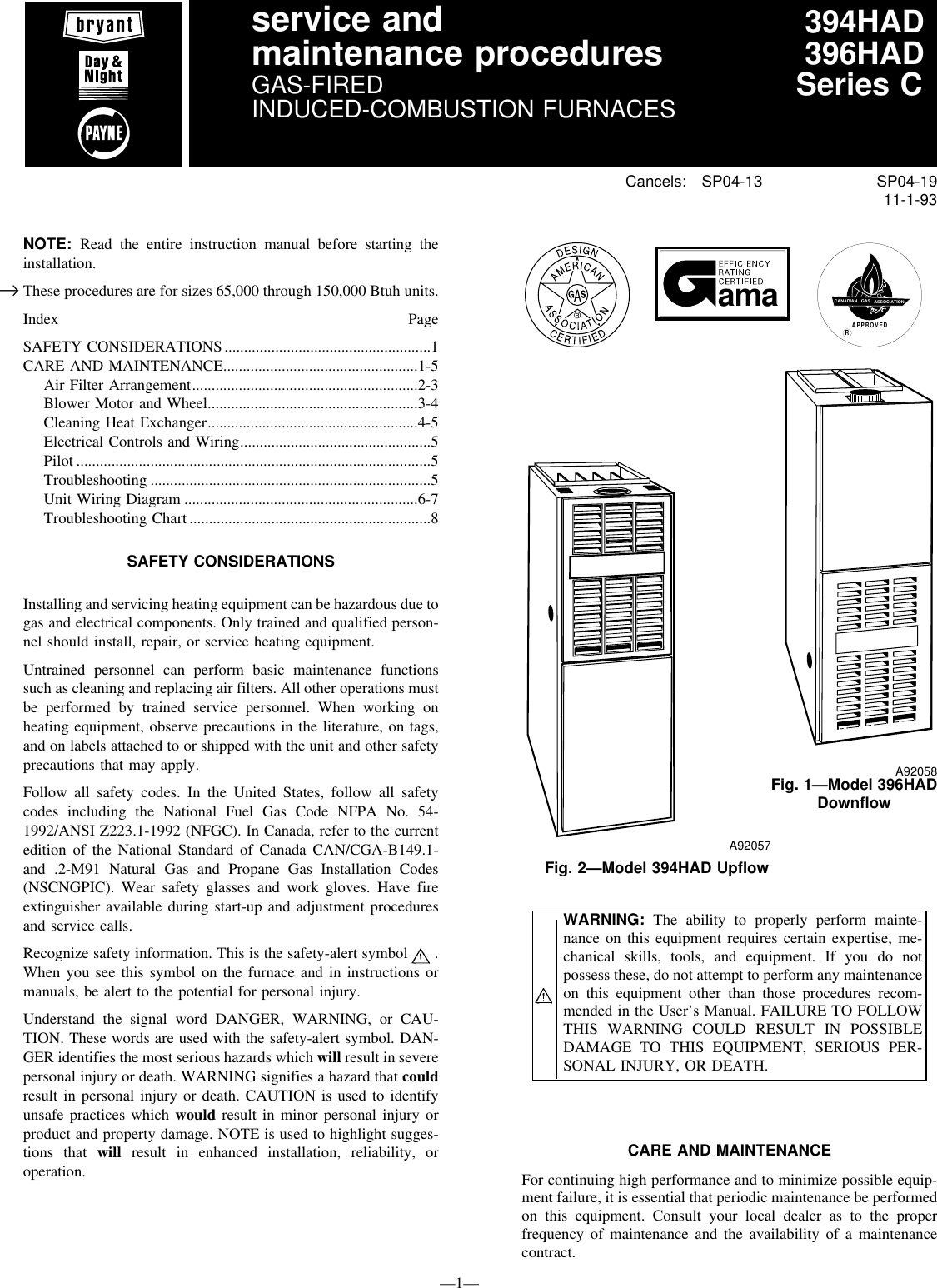 Page 1 of 8 - Bryant Bryant-394Had-Users-Manual-  Bryant-394had-users-manual