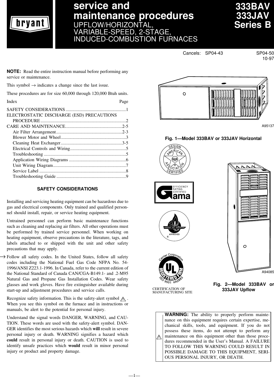 Page 1 of 12 - Bryant Bryant-Induced-Combustion-333Bav-Users-Manual-  Bryant-induced-combustion-333bav-users-manual