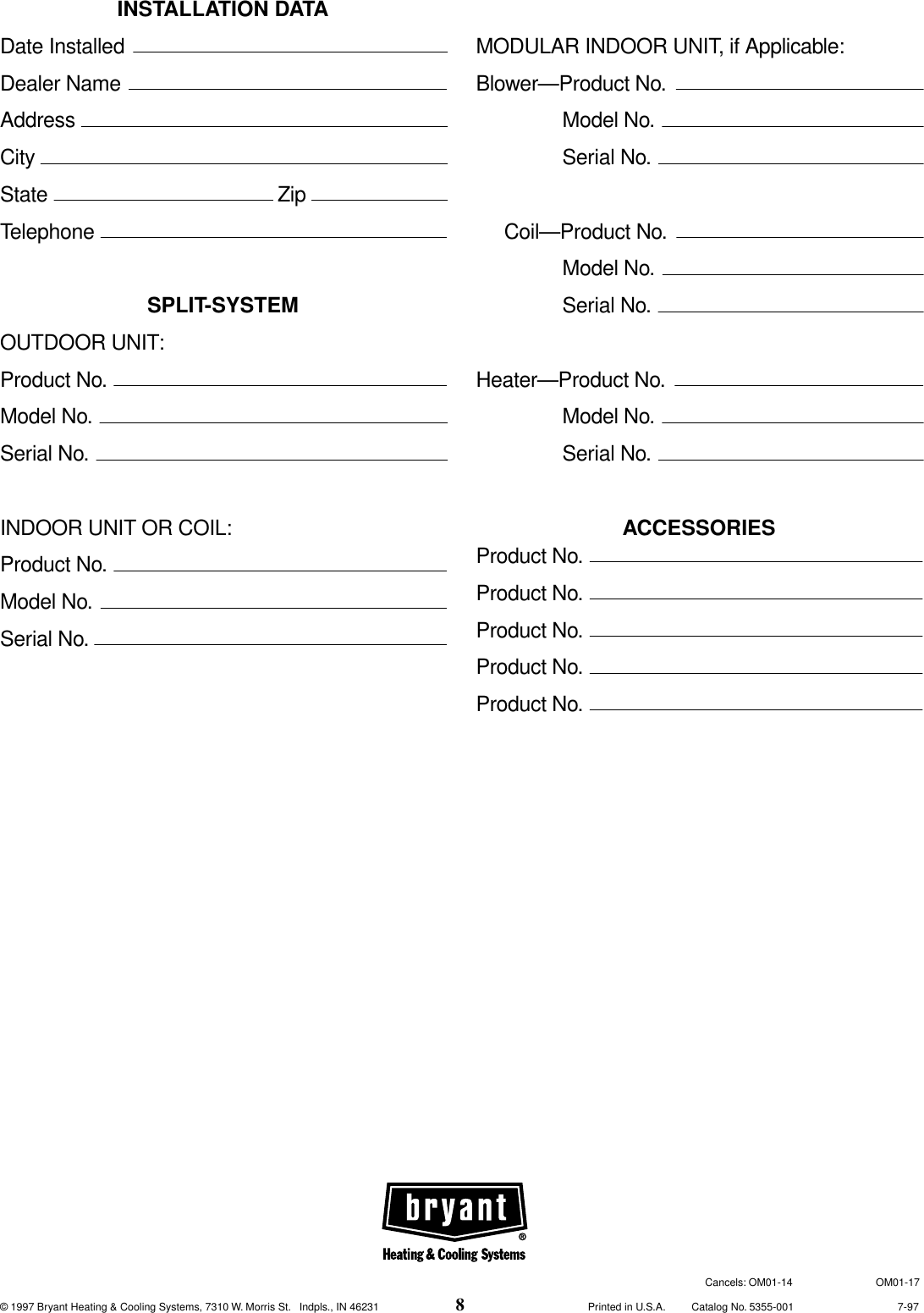 Page 8 of 8 - Bryant Bryant-Quantum-Plus-Central-Air-Conditioner-Users-Manual-  Bryant-quantum-plus-central-air-conditioner-users-manual