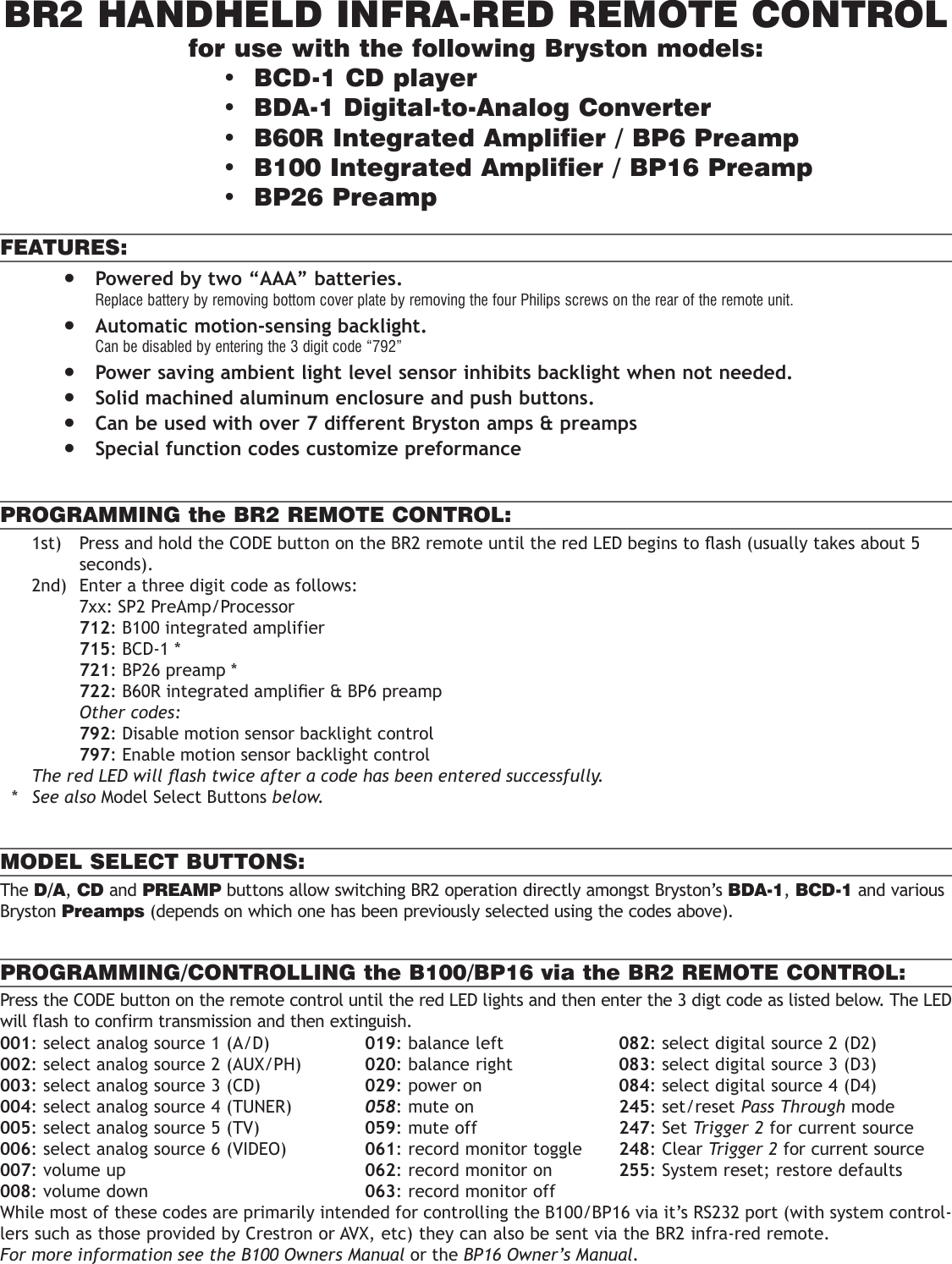 Page 2 of 4 - Bryston BR2 User Manual  To The 30ca2b89-1c97-4e3d-a788-92af5ab05cca