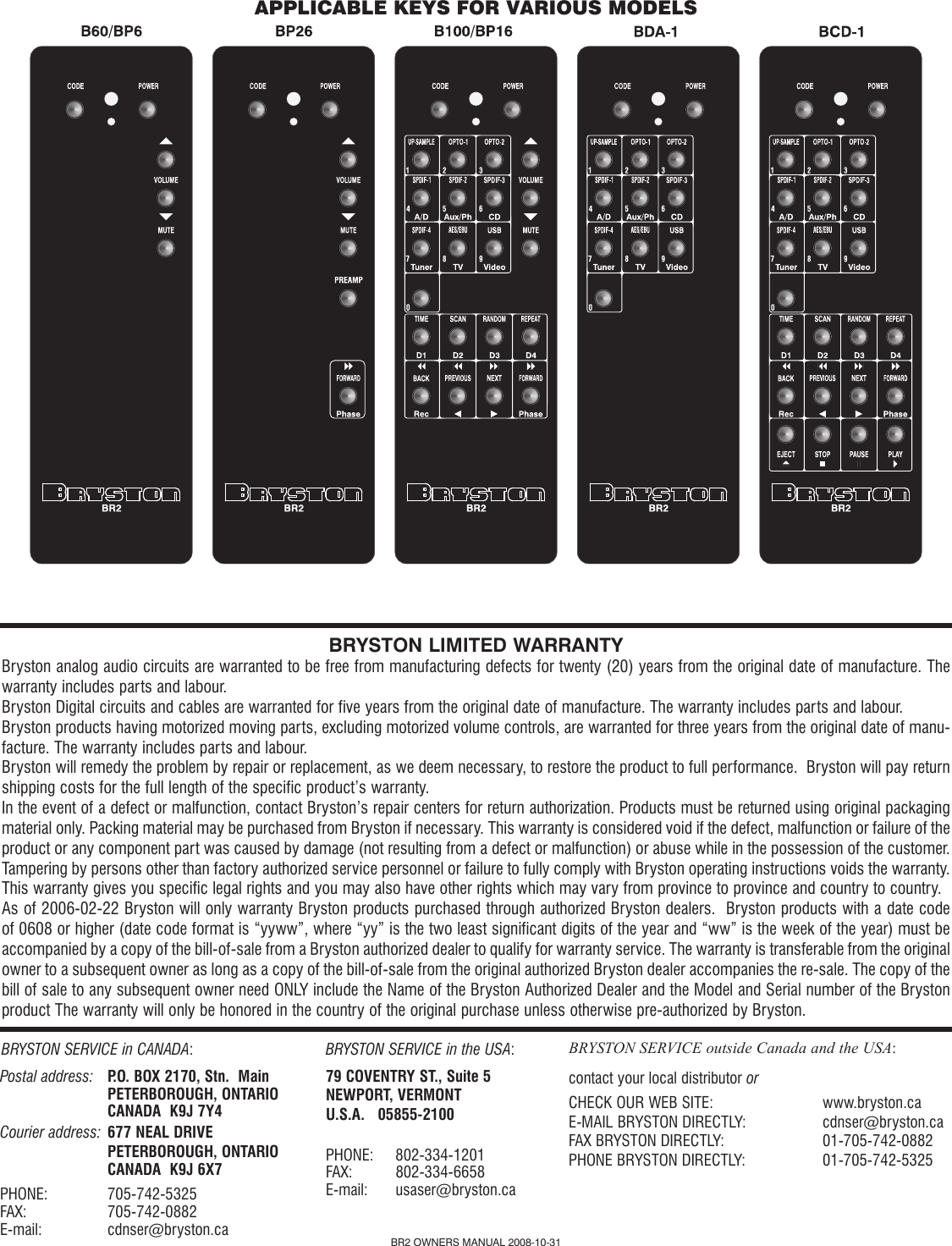 Page 4 of 4 - Bryston BR2 User Manual  To The 30ca2b89-1c97-4e3d-a788-92af5ab05cca