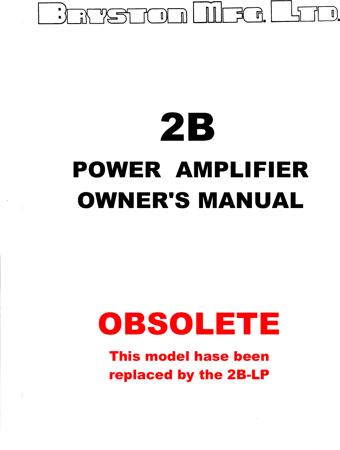 Page 1 of 9 - Bryston Bryston-2B-Users-Manual-  Bryston-2b-users-manual