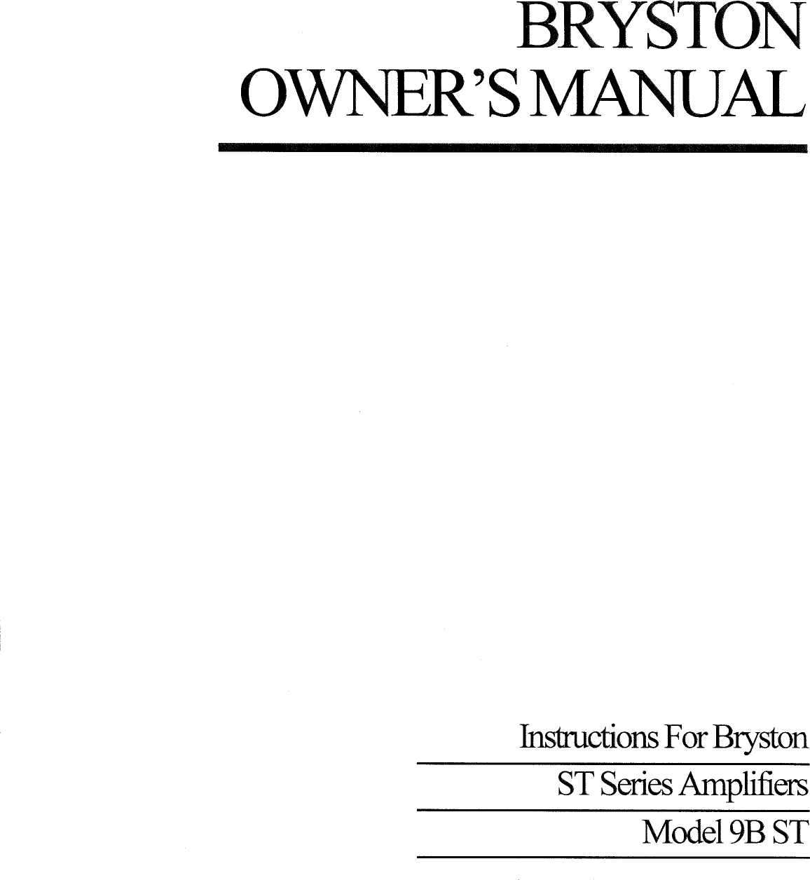 Page 1 of 7 - Bryston Bryston-9B-St-Users-Manual-  Bryston-9b-st-users-manual