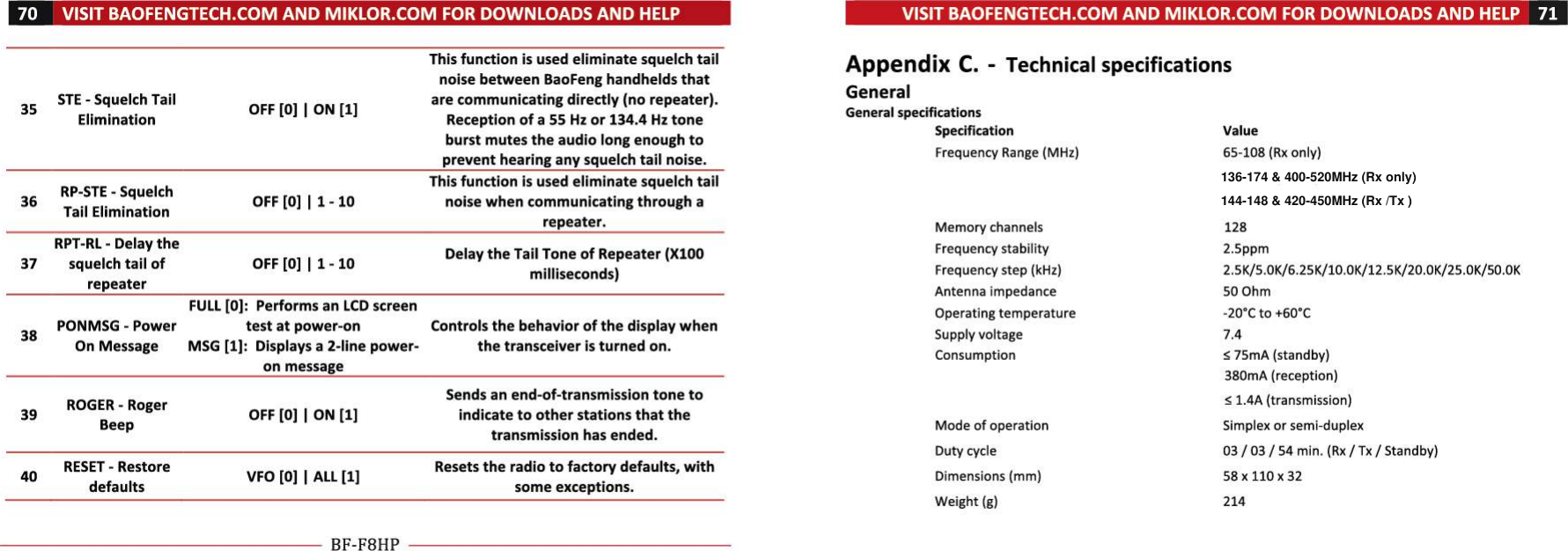 136-174 &amp; 400-520MHz (Rx only)144-148 &amp; 420-450MHz (Rx /Tx )