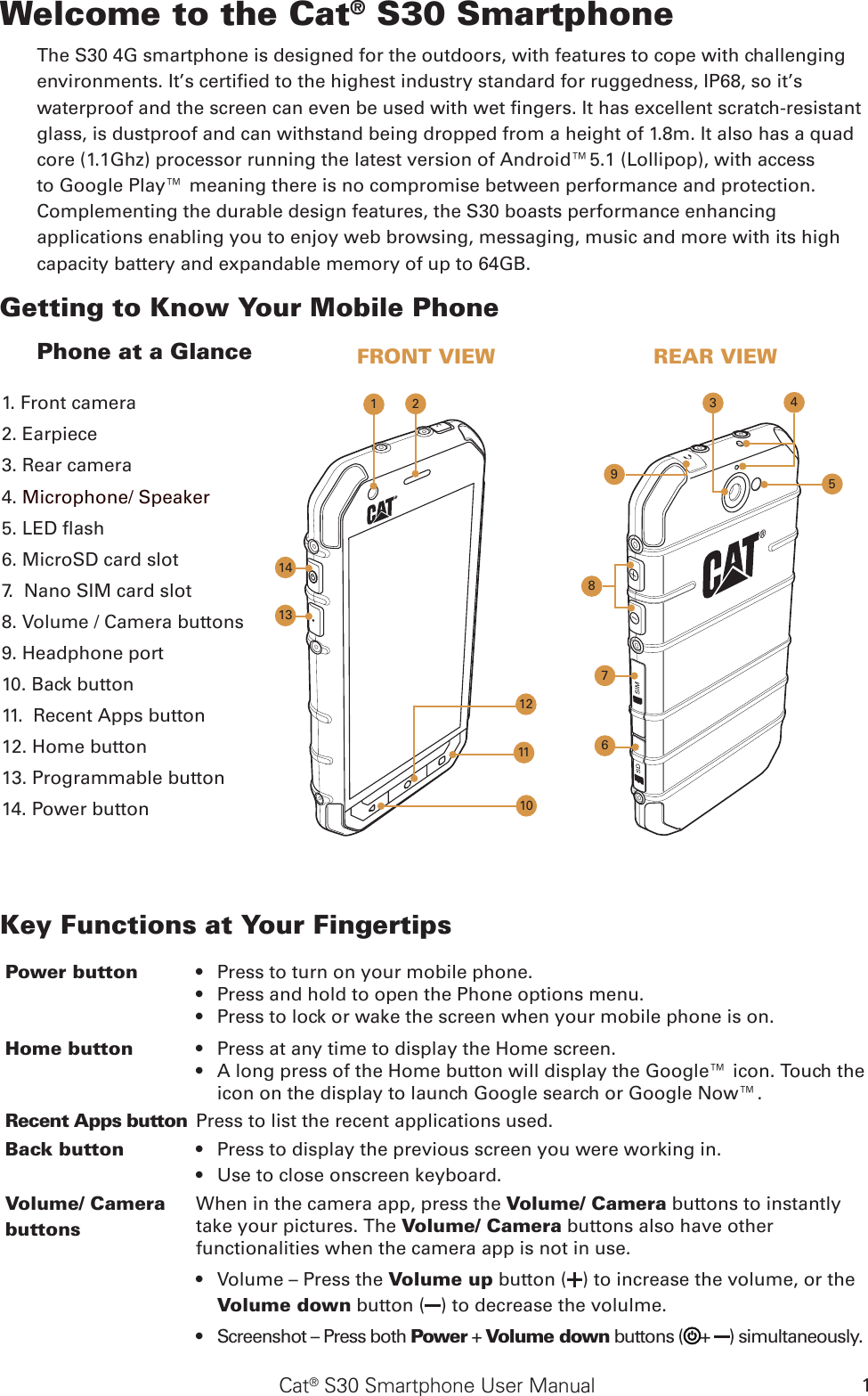 Bullitt Group S30 Rugged Smart Phone  User Manual 