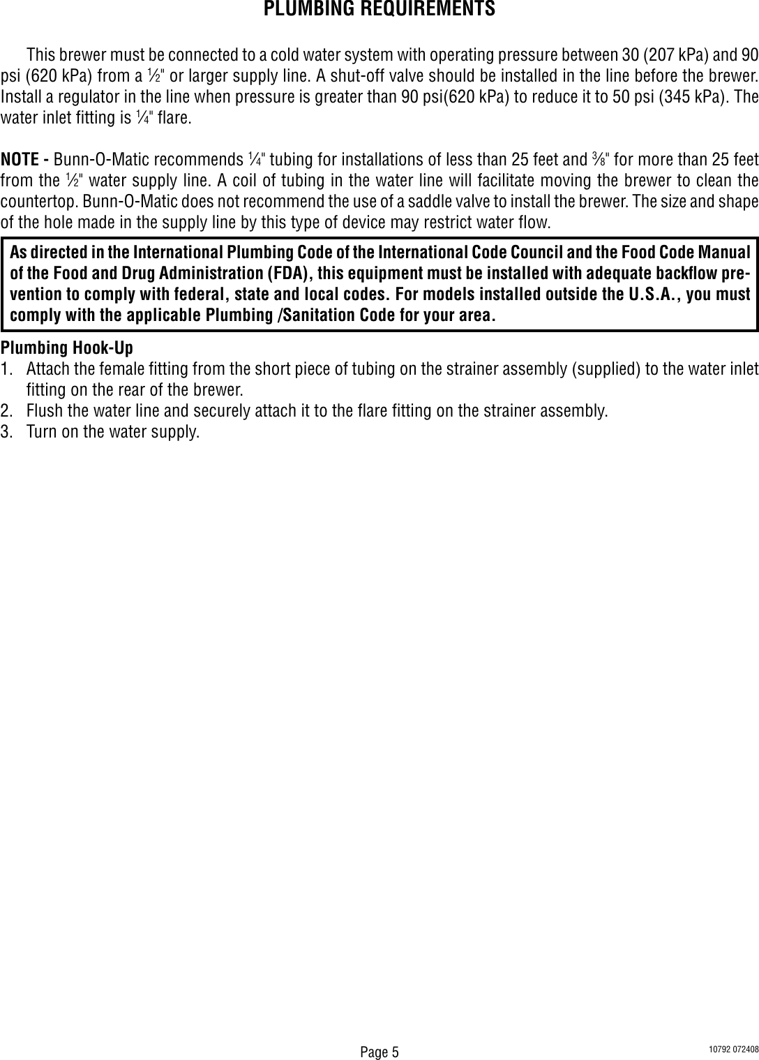 Page 5 of 9 - Bunn Bunn-Bunn-Beverage-Dispenser-Ic3B-Users-Manual- Installation, Operating, IC3 & IC3B Installation Operating Guide  Bunn-bunn-beverage-dispenser-ic3b-users-manual