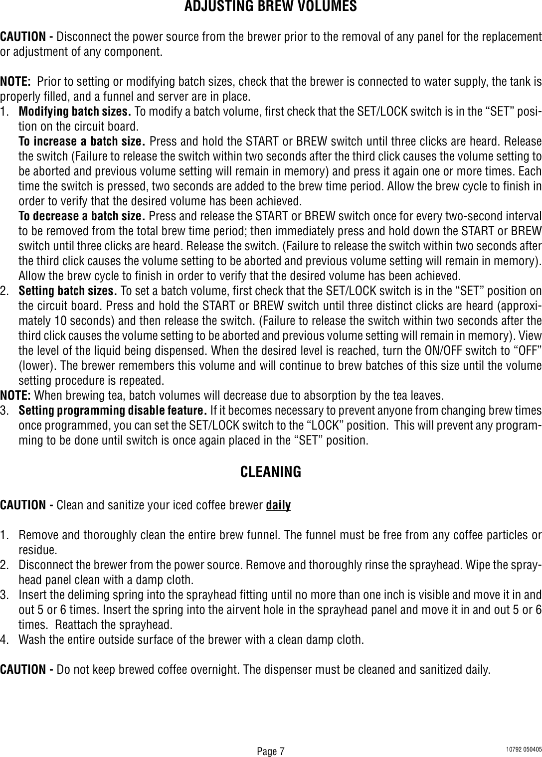 Page 7 of 9 - Bunn Bunn-Bunn-Beverage-Dispenser-Ic3B-Users-Manual- Installation, Operating, IC3 & IC3B Installation Operating Guide  Bunn-bunn-beverage-dispenser-ic3b-users-manual