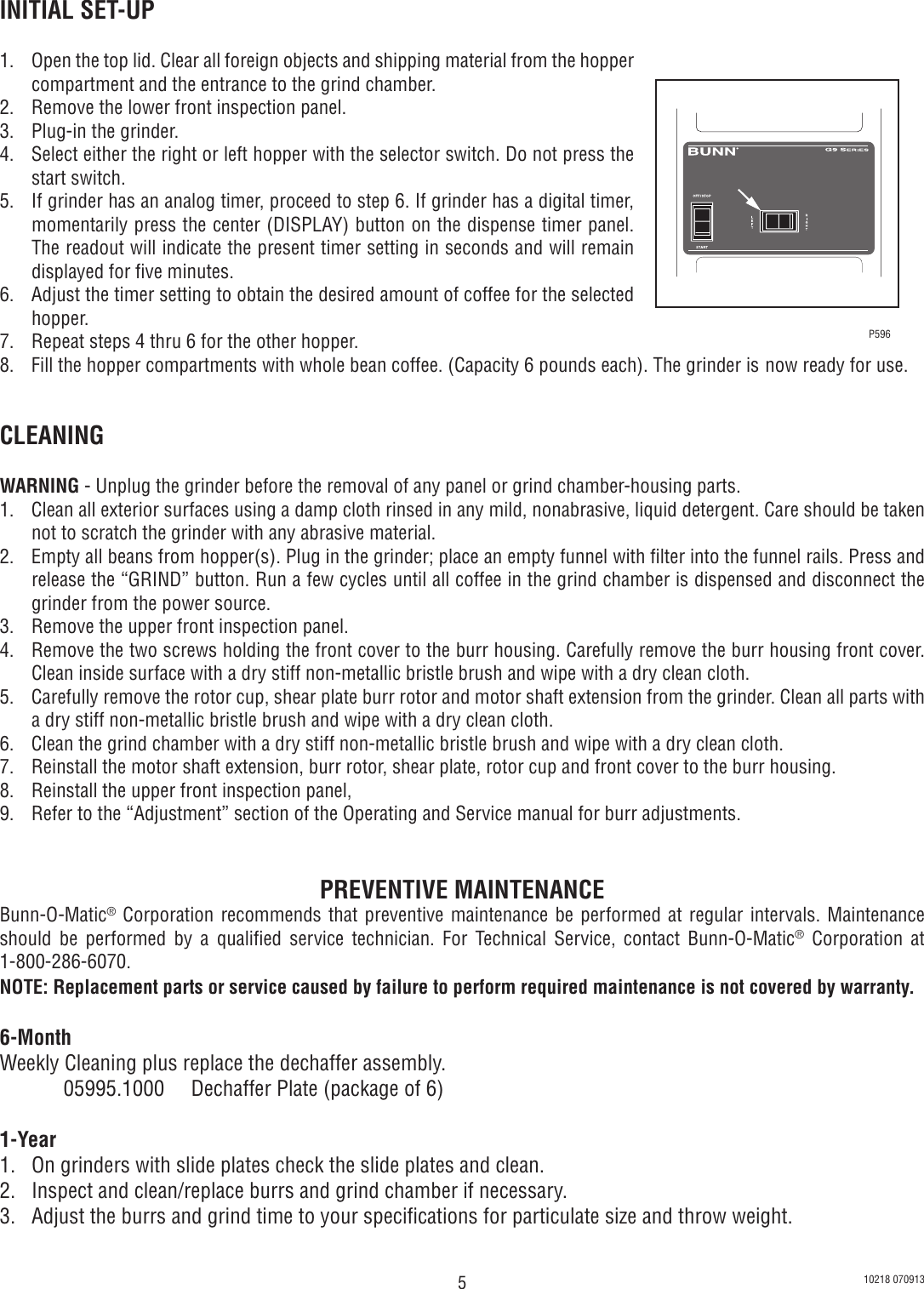 Page 5 of 8 - Bunn Bunn-Bunn-Coffee-Grinder-G9-2-Hd-S-Users-Manual- Installation, Operating, G9-2 HD G9-2T HD-S Installatiion & Operating Guide  Bunn-bunn-coffee-grinder-g9-2-hd-s-users-manual