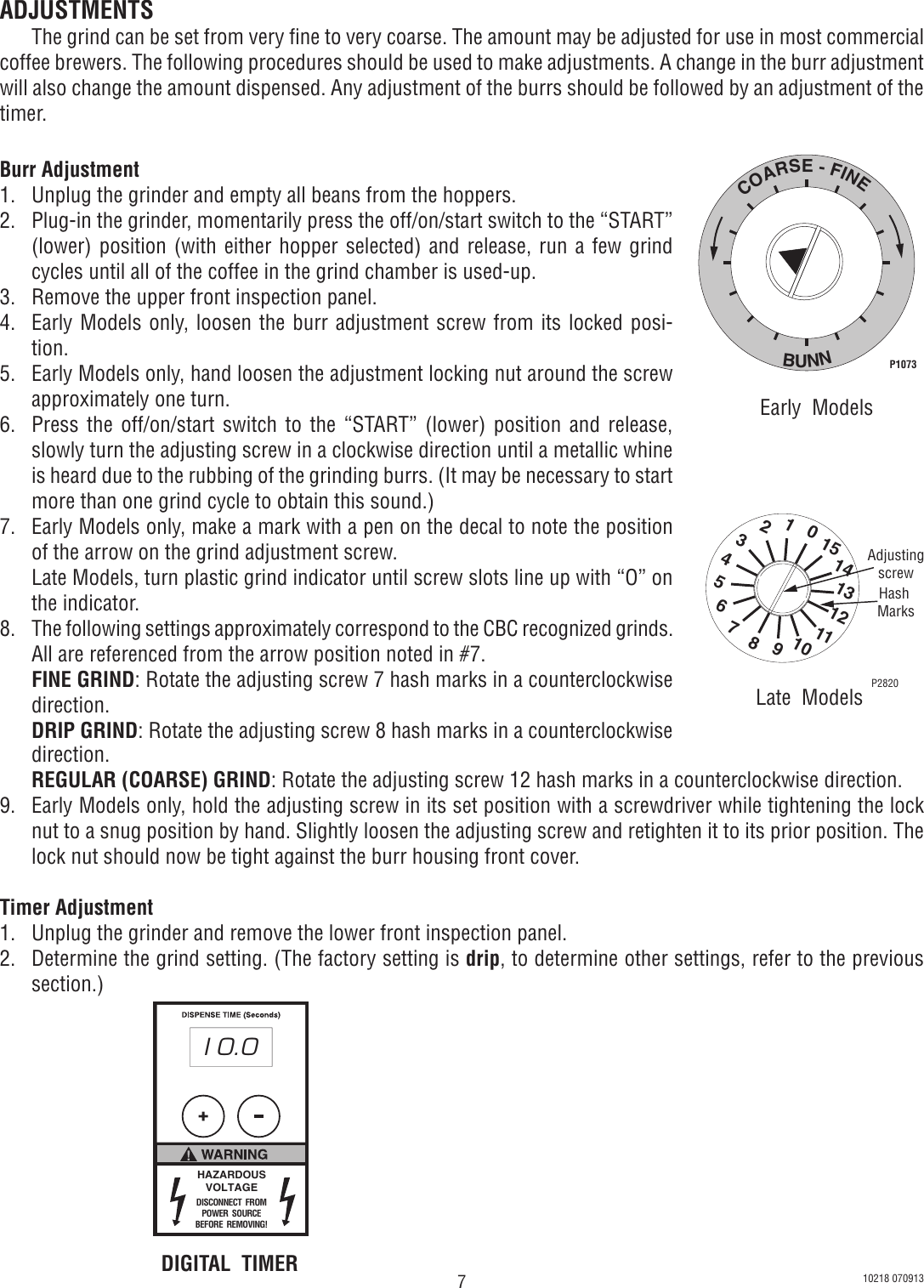 Page 7 of 8 - Bunn Bunn-Bunn-Coffee-Grinder-G9-2-Hd-S-Users-Manual- Installation, Operating, G9-2 HD G9-2T HD-S Installatiion & Operating Guide  Bunn-bunn-coffee-grinder-g9-2-hd-s-users-manual