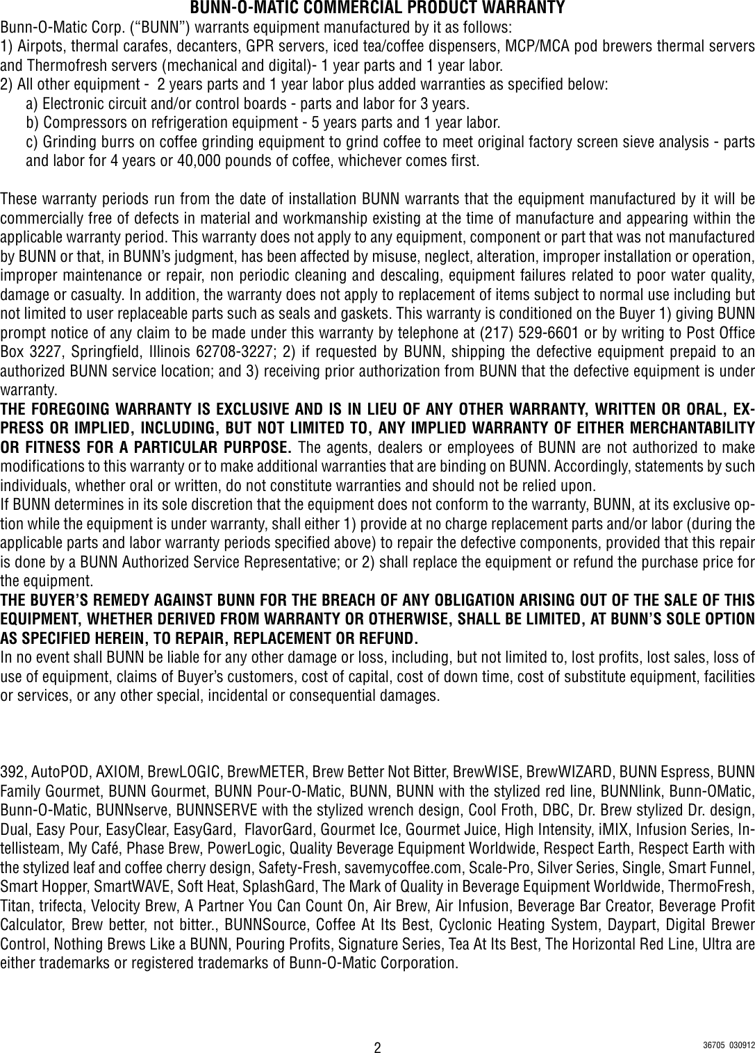 Page 2 of 6 - Bunn Bunn-Bunn-Water-Dispenser-Fpga-2-Dbc-Users-Manual- Installation, Operating, FPG-2 DBC, FPGA-2 FPGB-2 DBC Installation & Operating Guide Bunn-bunn-water-dispenser-fpga-2-dbc-users-manual