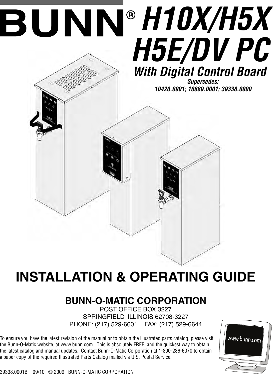 Page 1 of 9 - Bunn Bunn-Bunn-Water-Heater-Dv-Pc-Users-Manual- 39338.0001B  Bunn-bunn-water-heater-dv-pc-users-manual