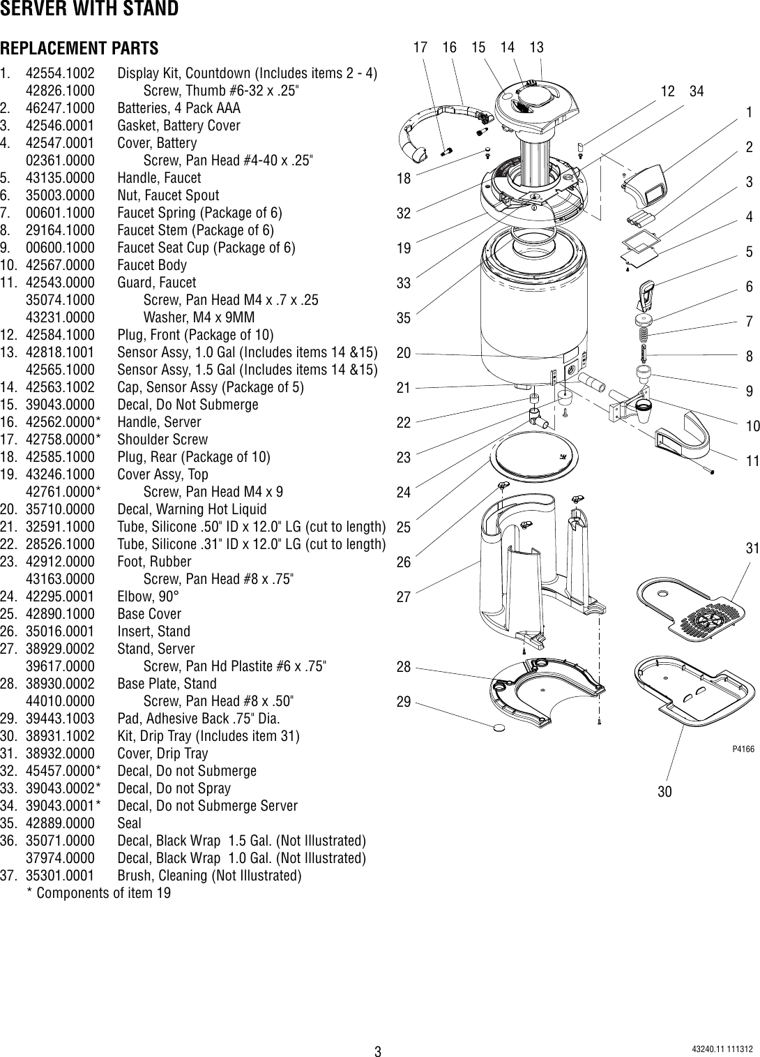 Page 3 of 7 - Bunn Bunn-Tf-Server-Dsg2-1-1-5-W-Count-Down-Timer-Owner-S-Manual Use, Care, Digital ThermoFresh 1.0 & 1.5 Gallon Server Use Care Information