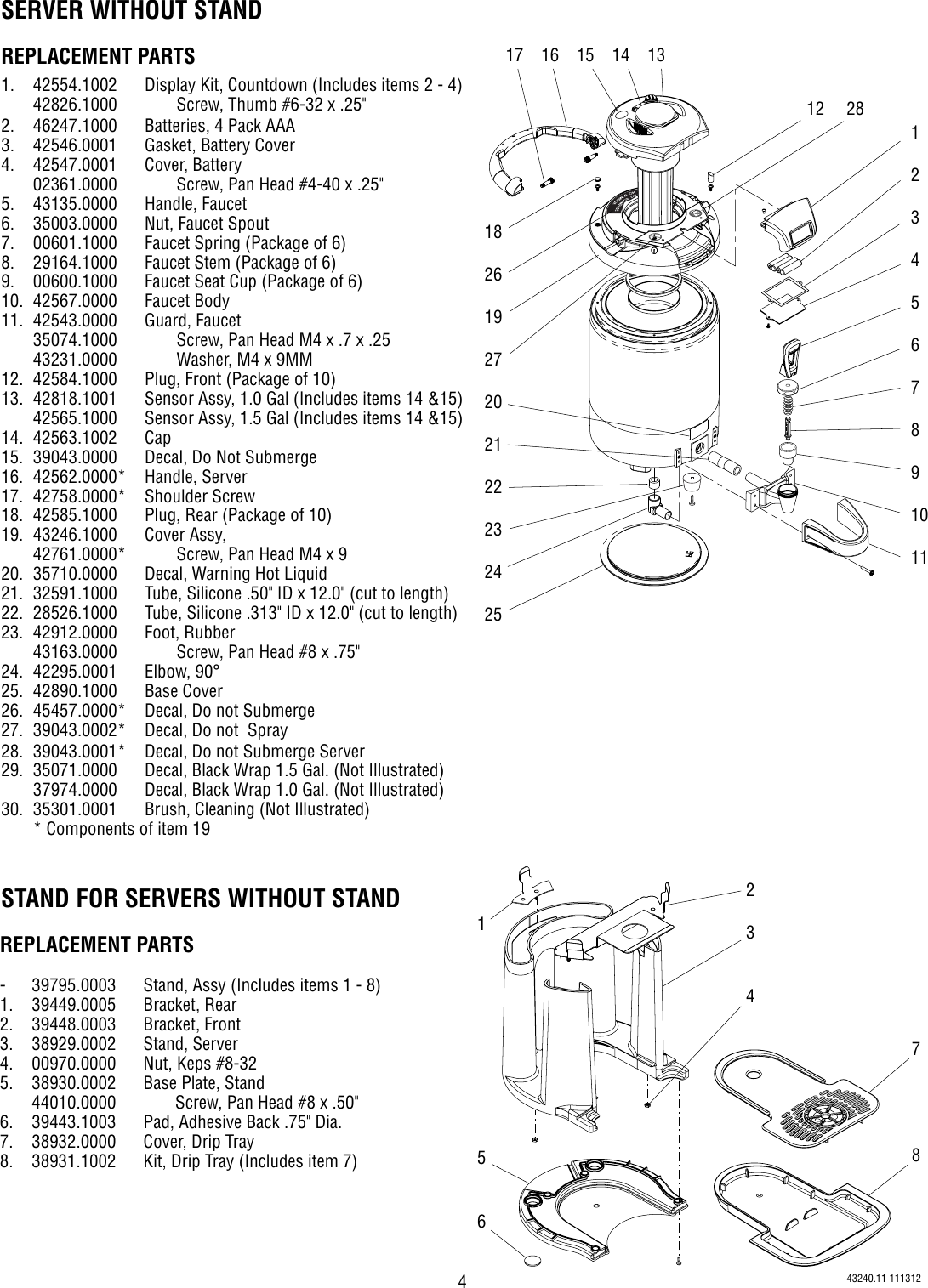 Page 4 of 7 - Bunn Bunn-Tf-Server-Dsg2-1-1-5-W-Count-Down-Timer-Owner-S-Manual Use, Care, Digital ThermoFresh 1.0 & 1.5 Gallon Server Use Care Information