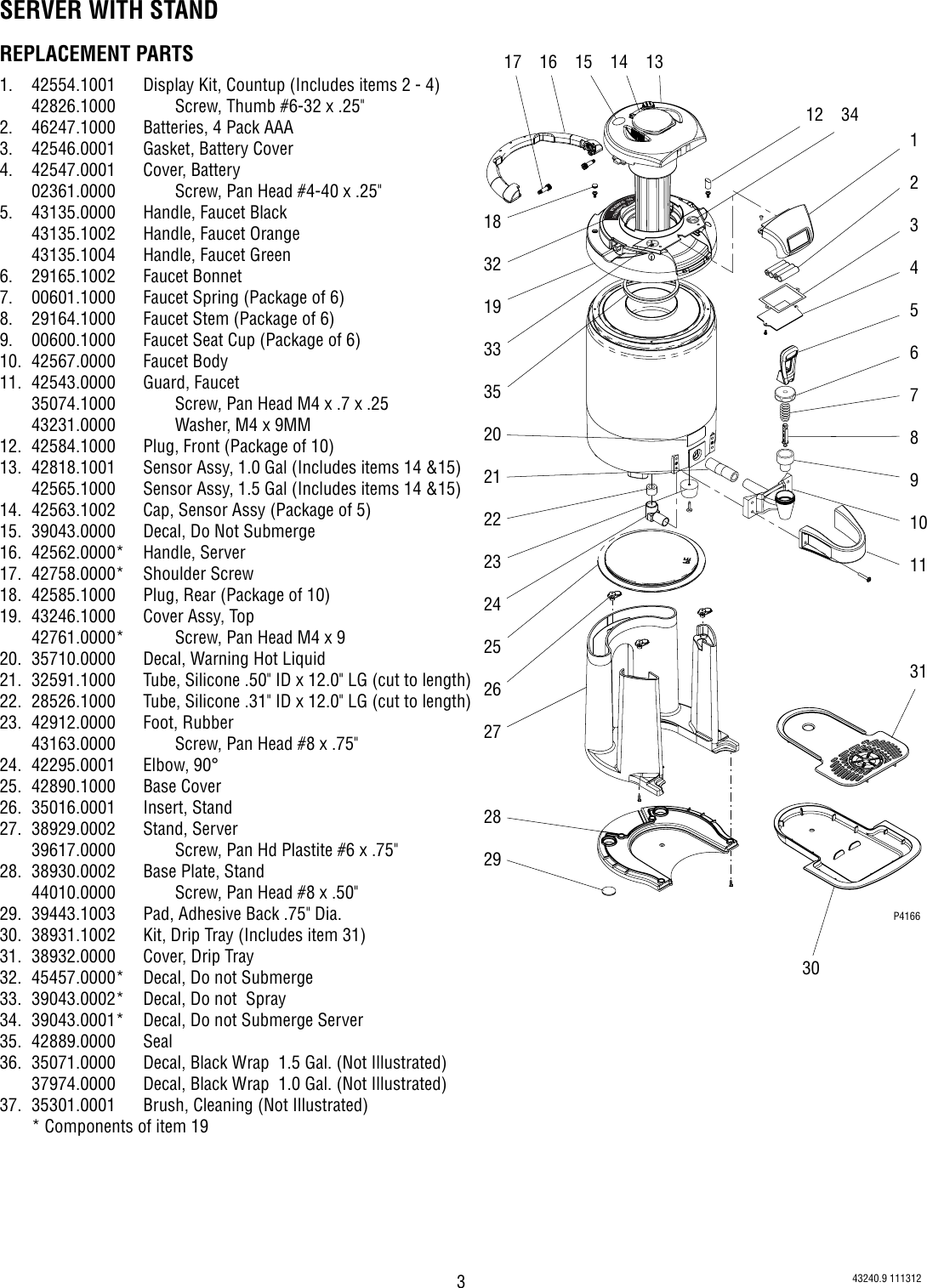 Page 3 of 7 - Bunn Bunn-Tf-Server-Dsg2-1-1-5-W-Count-Up-Timer-Owner-S-Manual Use, Care, Digital ThermoFresh 1.0 & 1.5 Gallon Server W/Count-up Timer Use Care Information