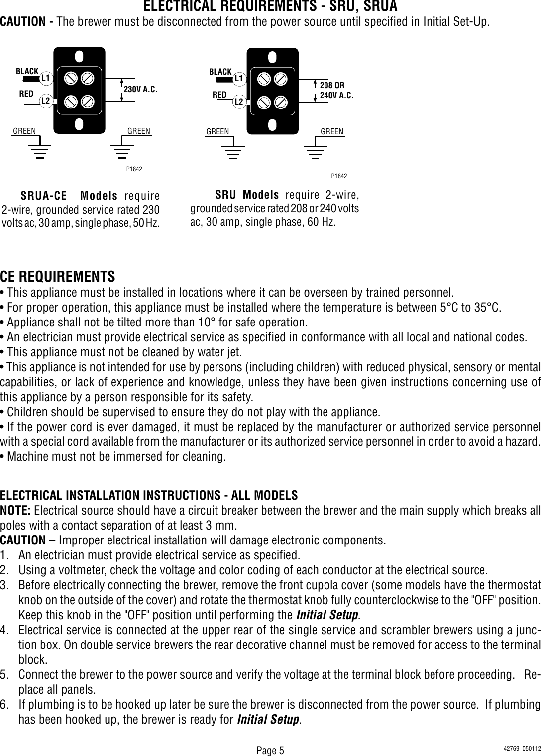 Page 5 of 9 - Bunn Bunn-U3-U3-With-Shroud-Owner-S-Manual Installation, Operating, U3/SRU Installation & Operating Guide